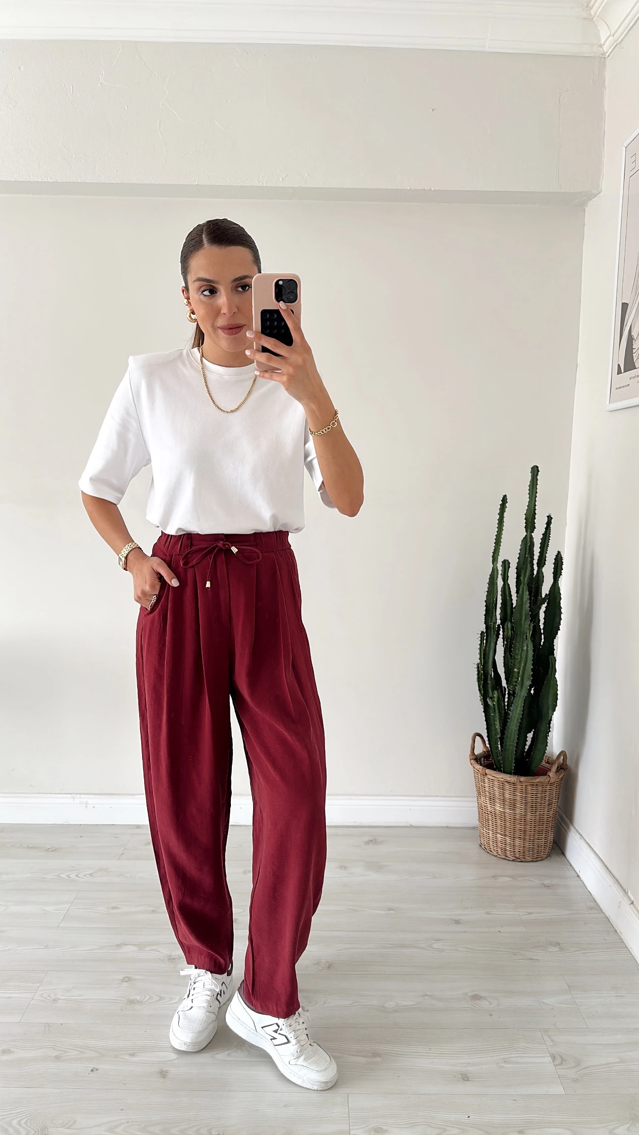 Beli Bağlamalı Relax Pantolon Bordo