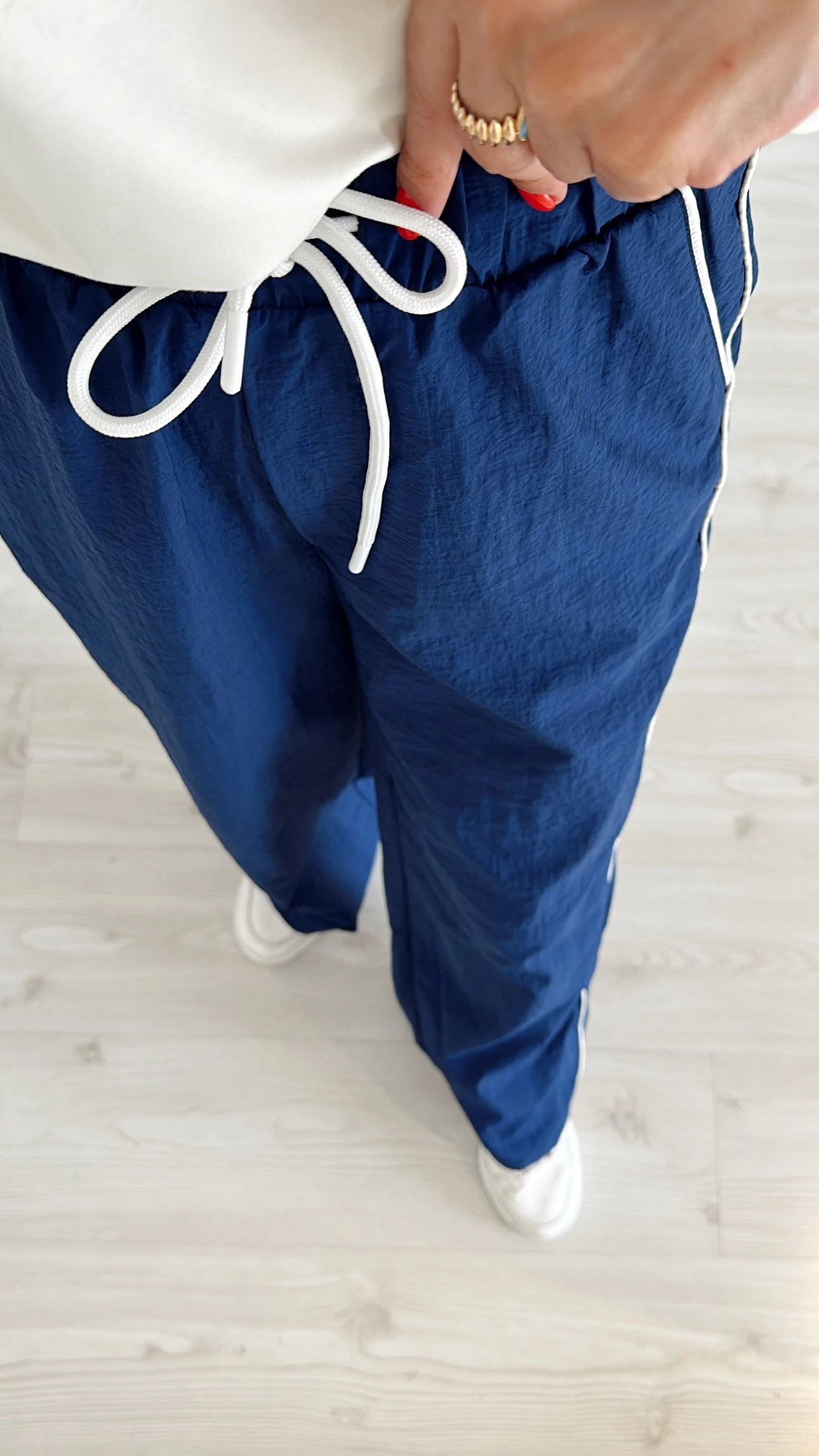 Beli Bağlamalı Paraşüt Pantolon Lacivert