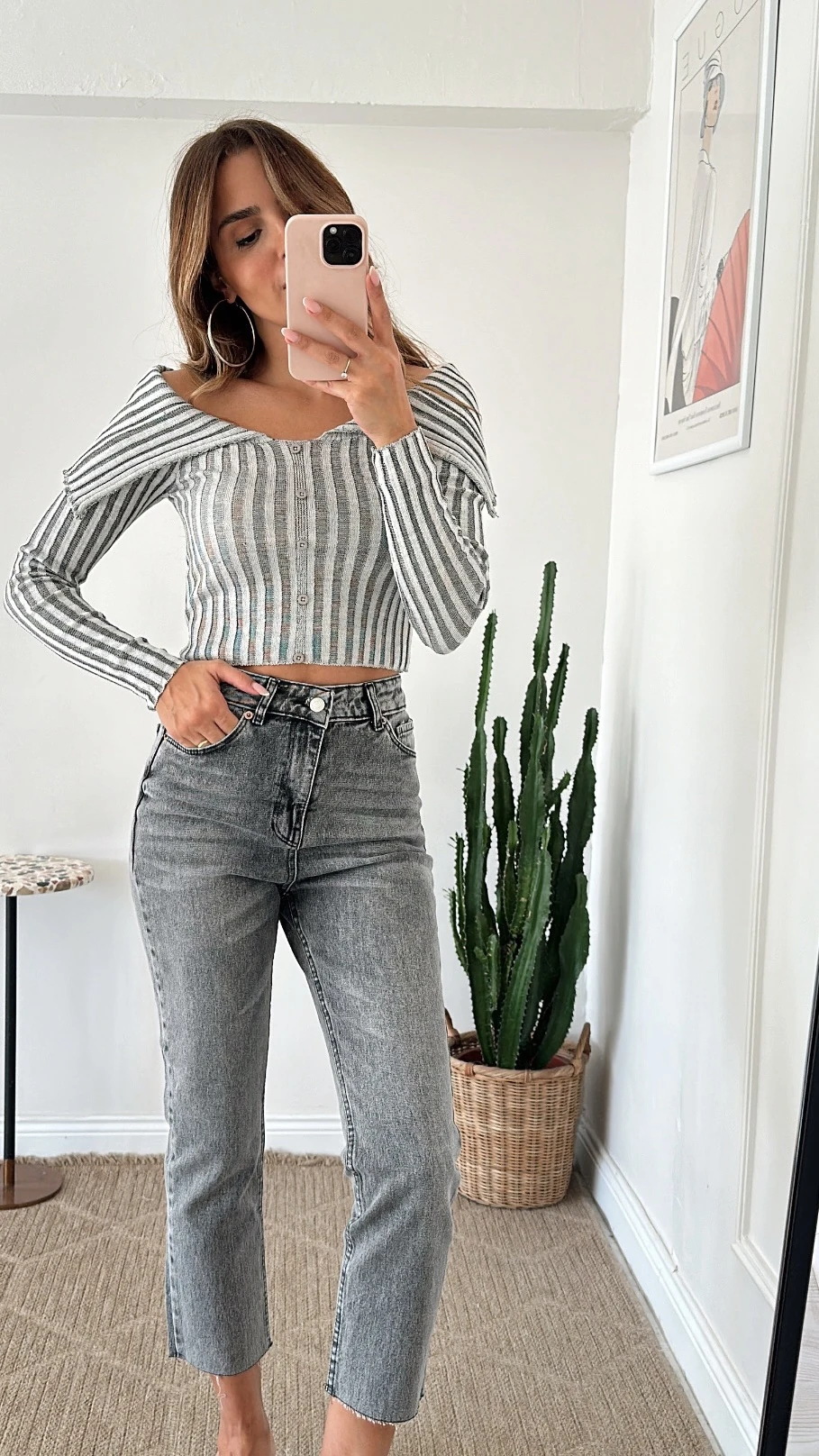 Madonna Yaka Fitilli Bluz Gri