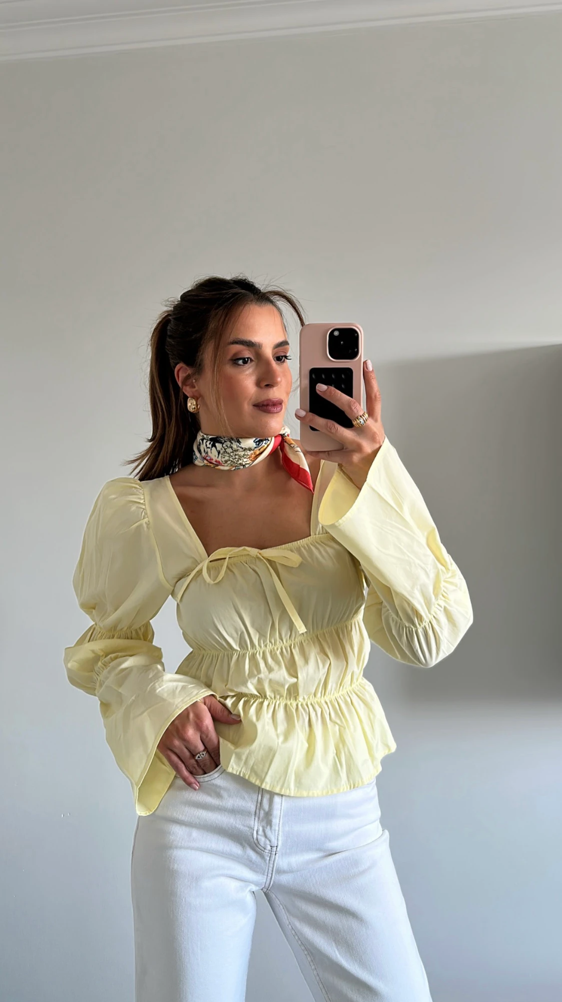 Büzgülü Bluz Soft Sarı