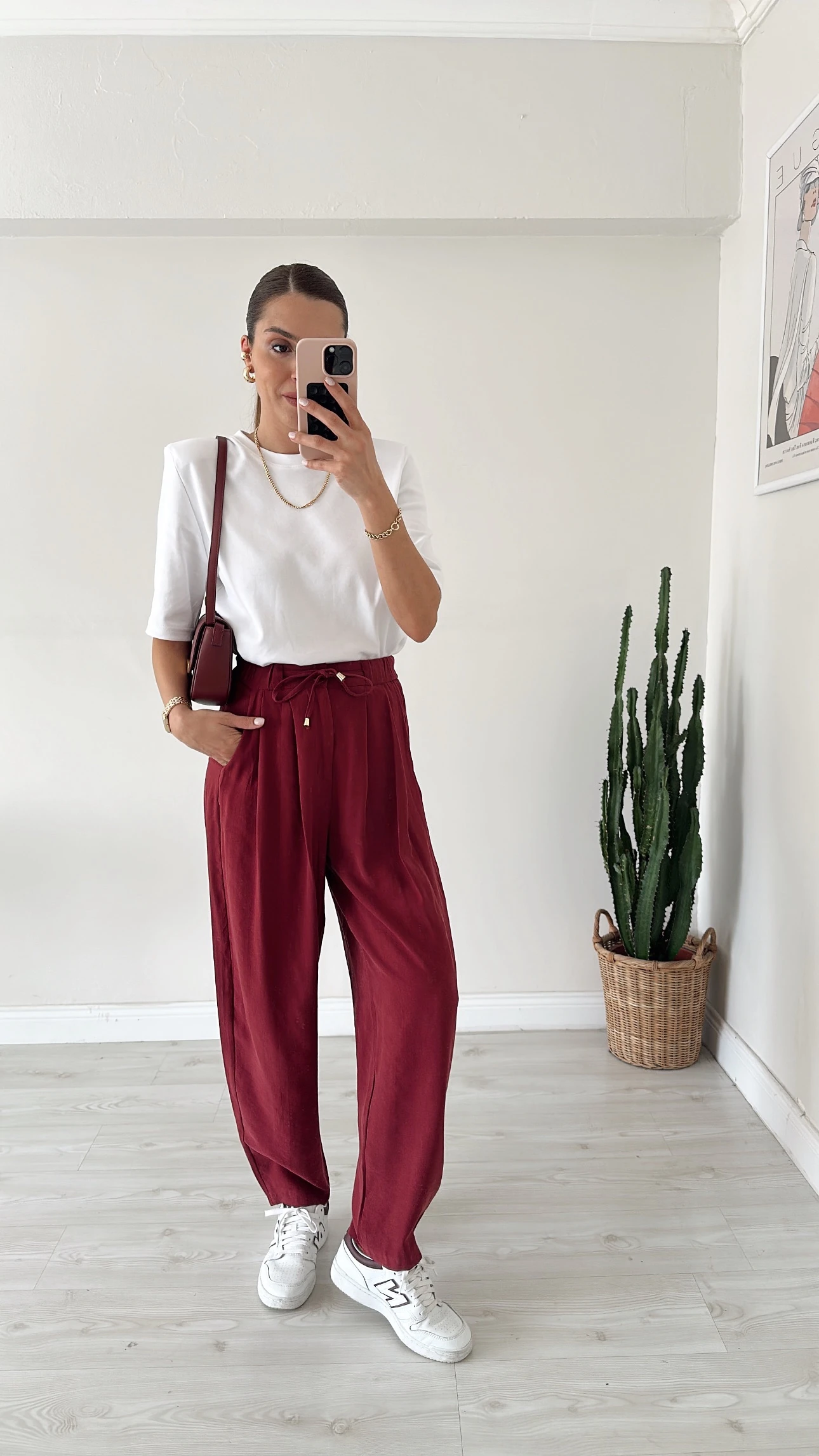 Beli Bağlamalı Relax Pantolon Bordo