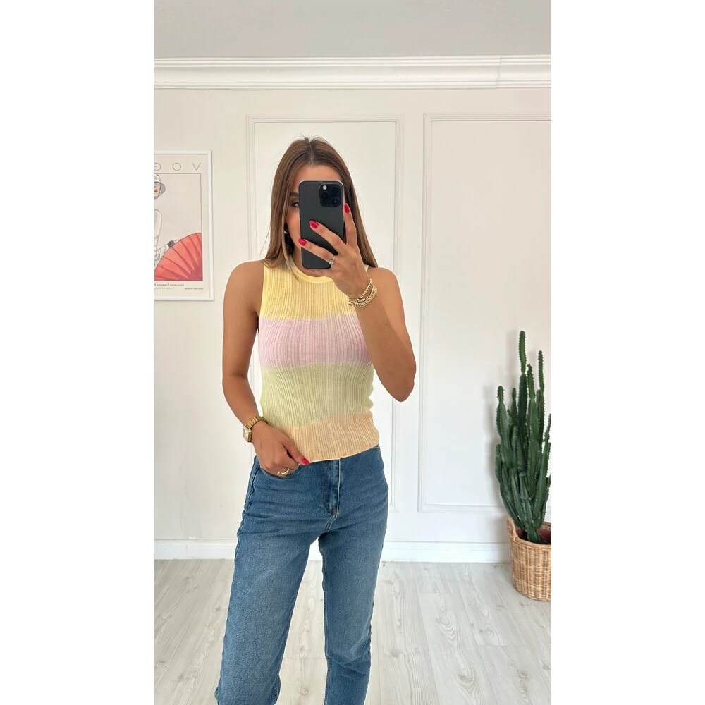 Renkli Transparan Bluz