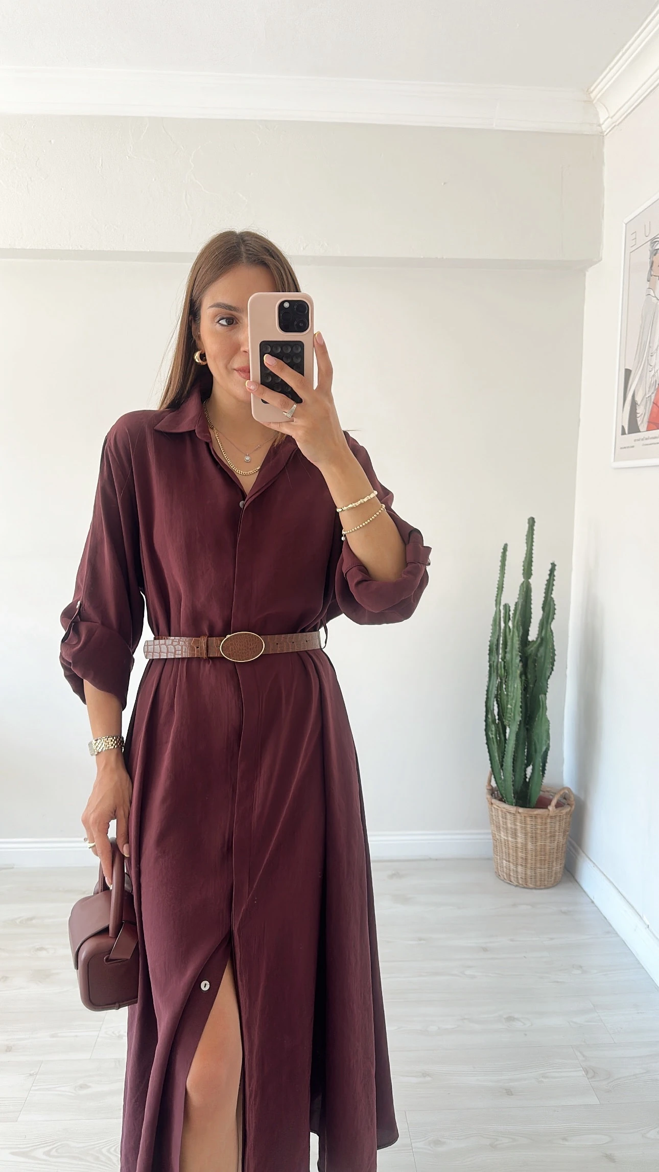 Gömlek Elbise Mürdüm