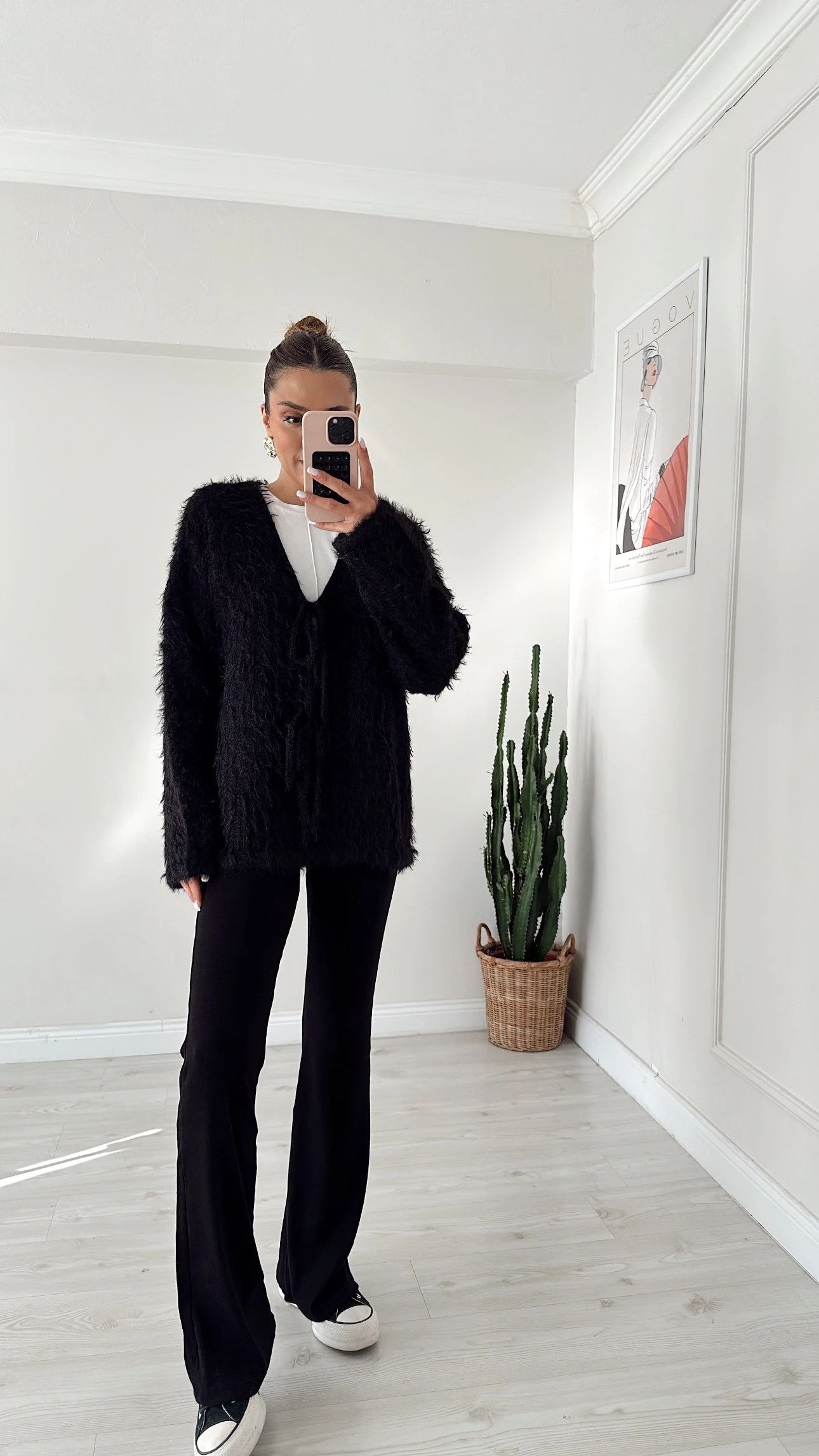 Bağlamalı Sakallı Hırka Siyah