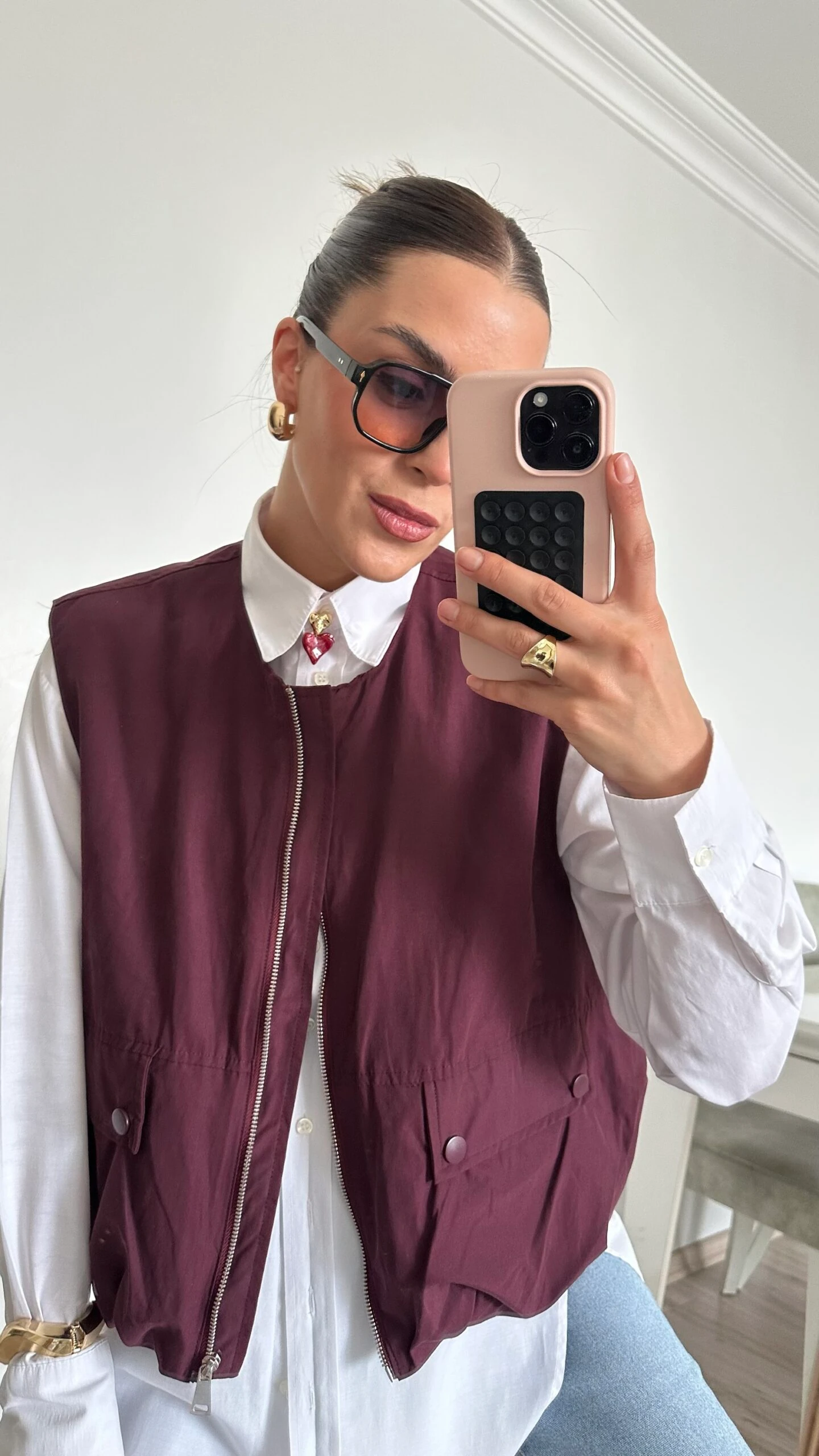 Fermuarlı Balon Yelek Bordo