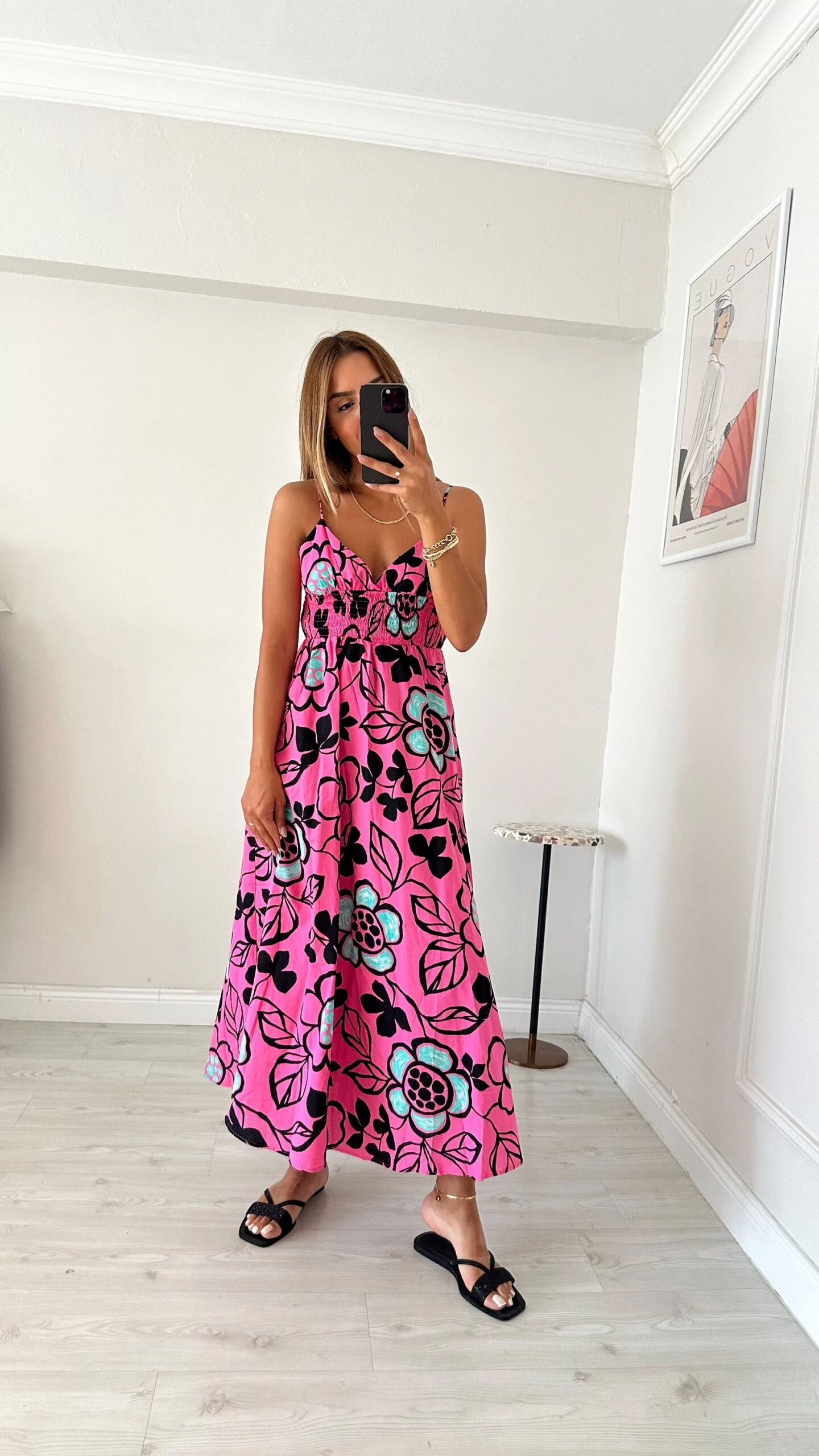 Desenli Renkli Poplin Elbise