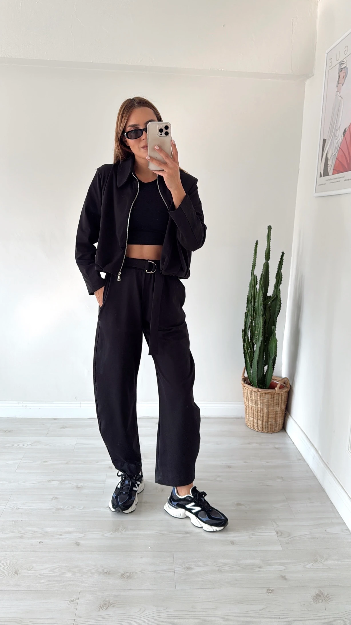 Kemerli Pantolon İki İplik Takım Siyah