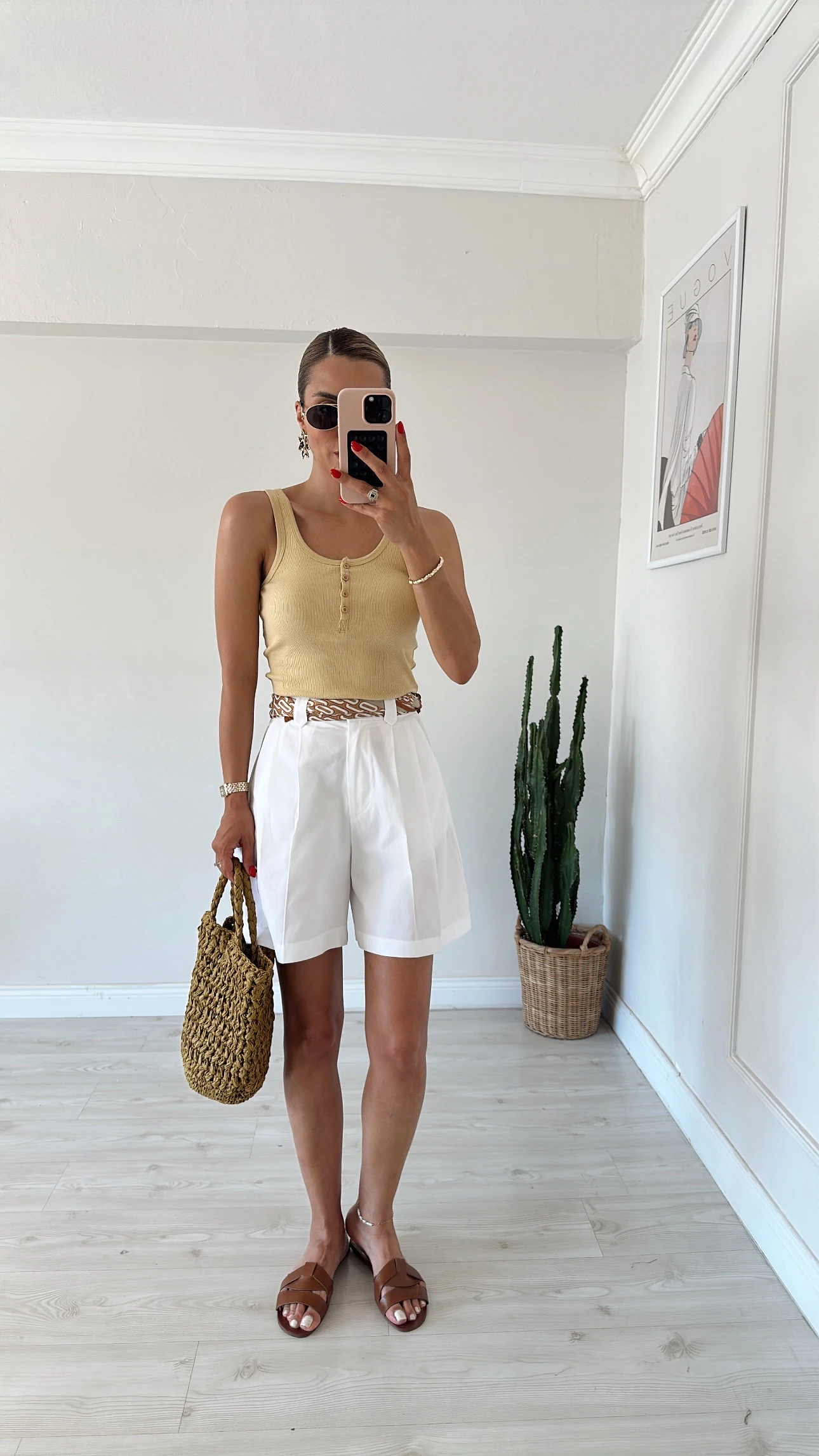 Keten Gabardin Pileli Şort Beyaz