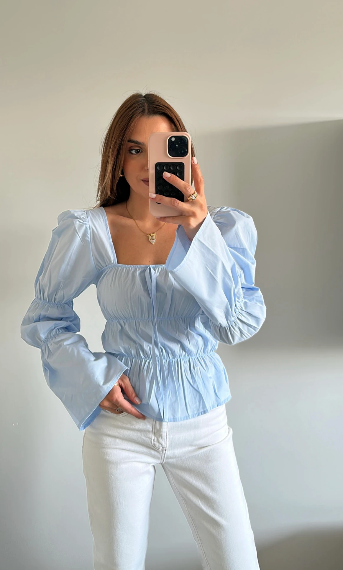 Büzgülü Bluz Bebe Mavi