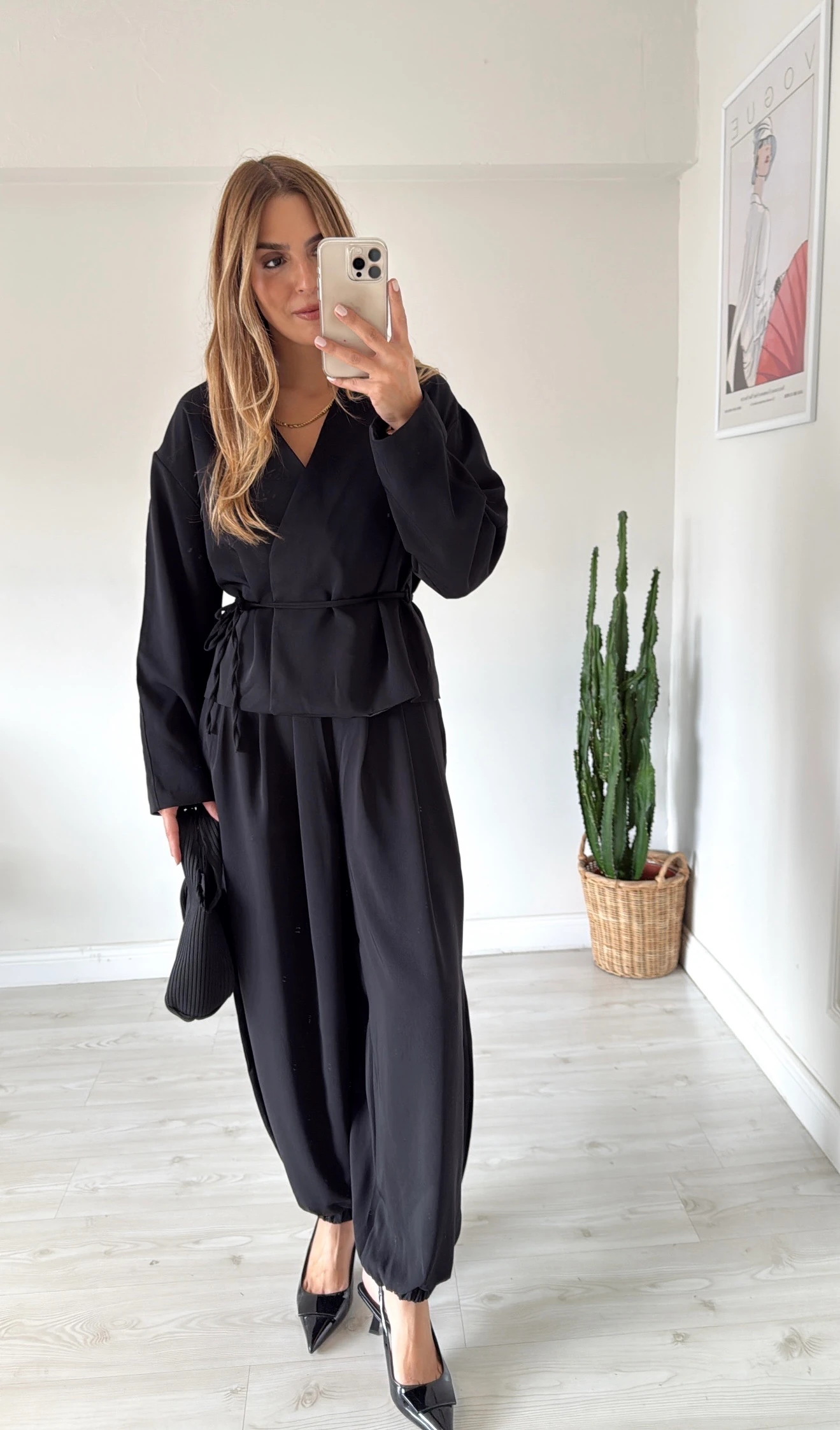 Şalvar Pantolonlu Takım Siyah