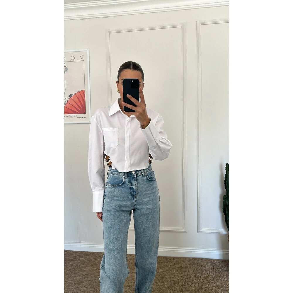 Kemer Detaylı Crop Gömlek