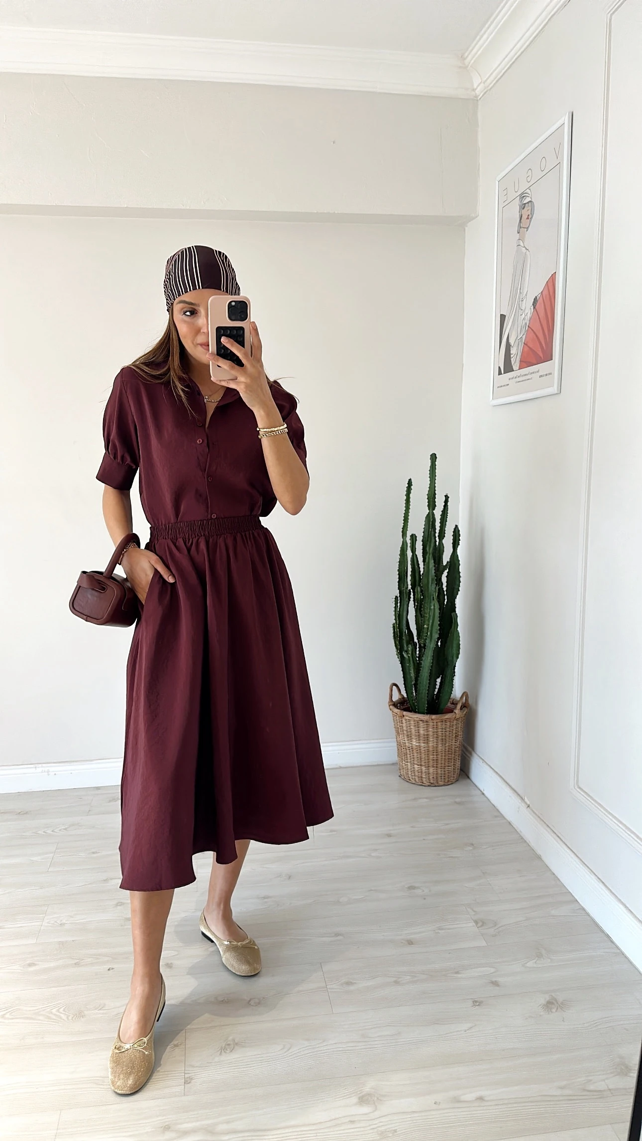 Midi Etekli Tensel Takım Bordo