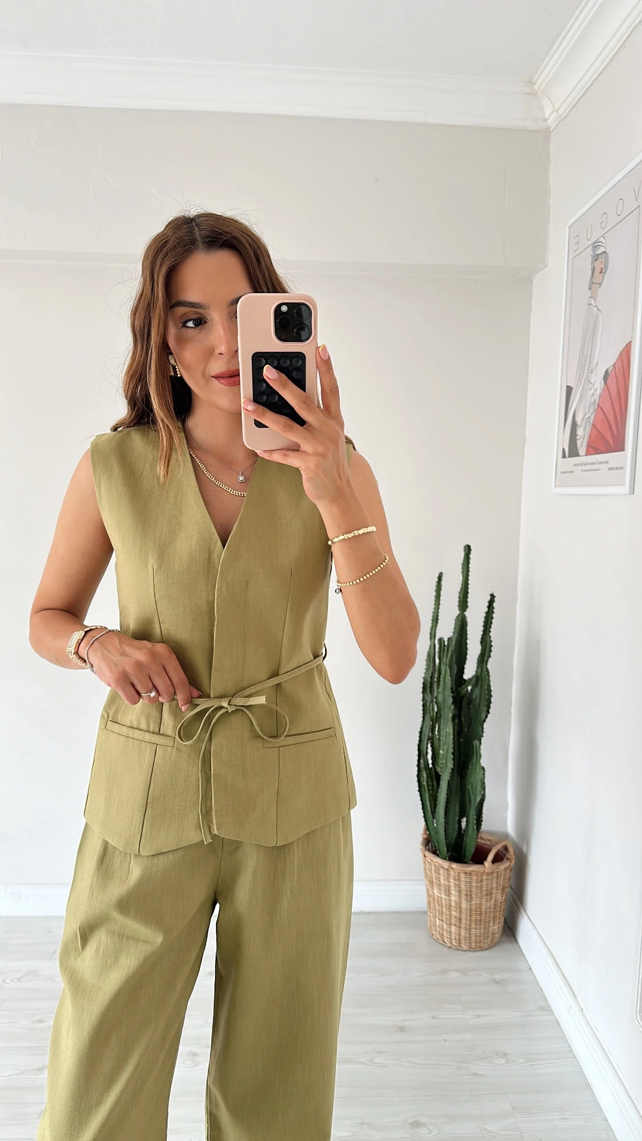 Yelekli Keten Takım