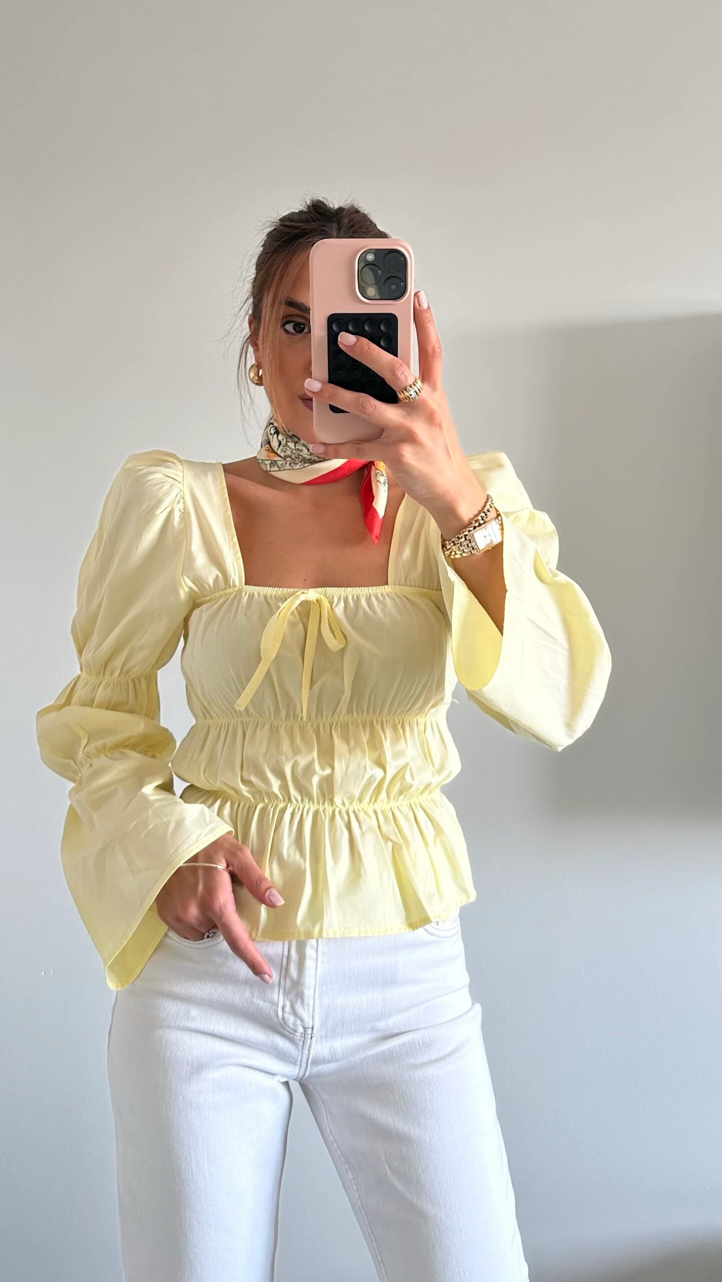 Büzgülü Bluz Soft Sarı