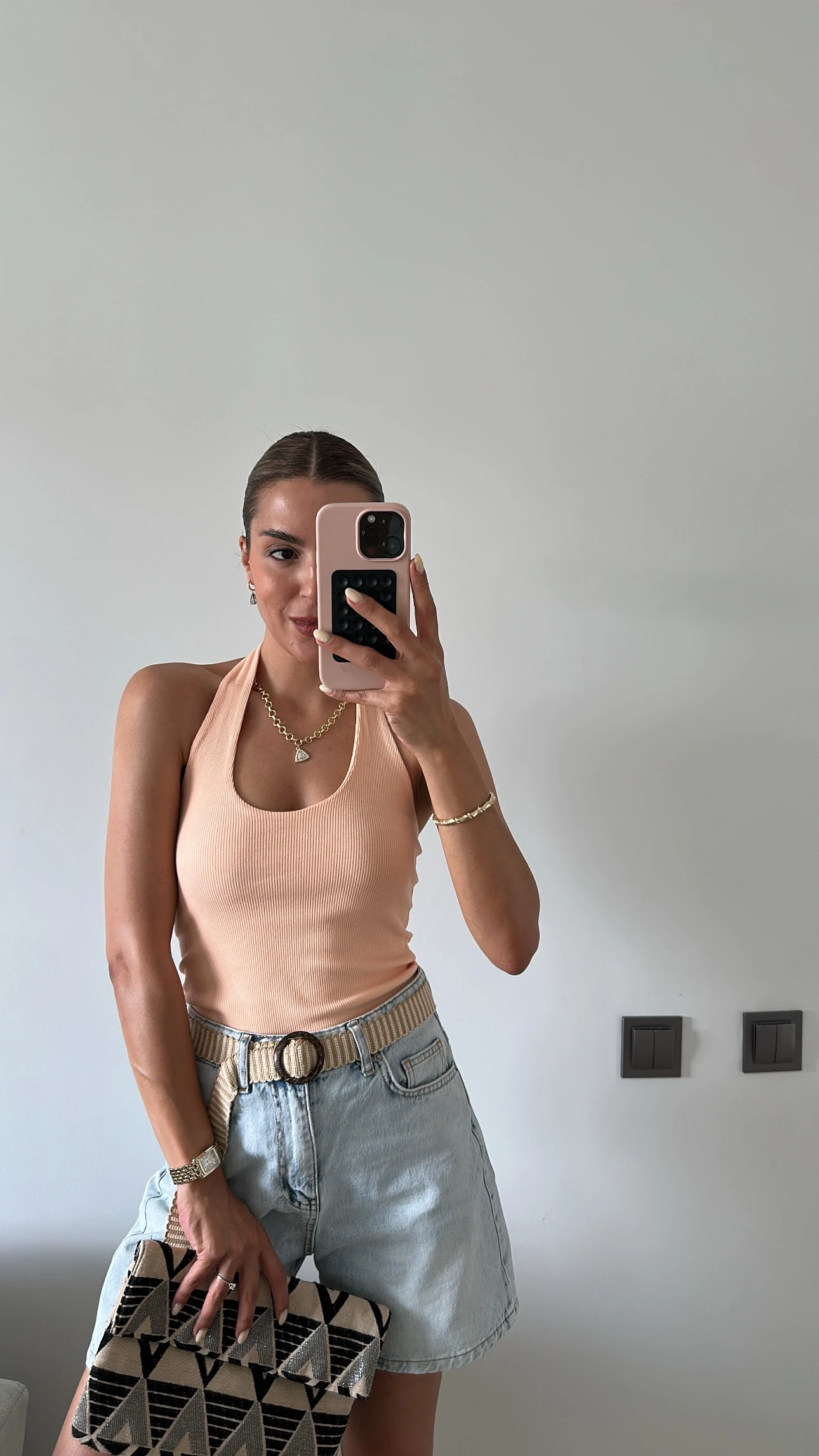 Boyundan Geçmeli Fitilli body Somon