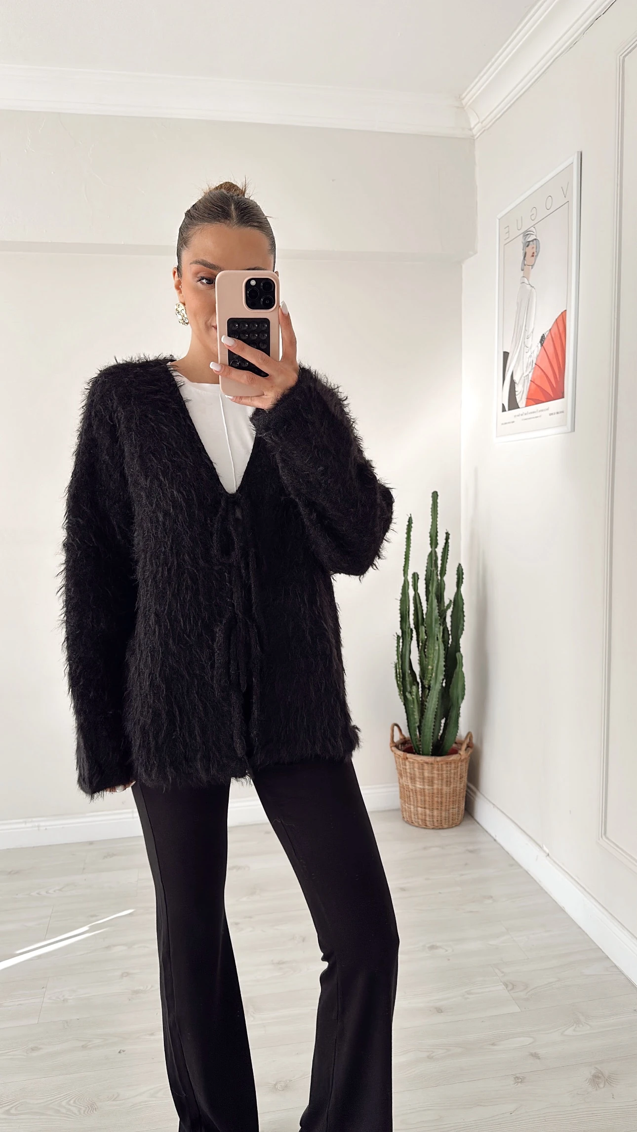 Bağlamalı Sakallı Hırka Siyah