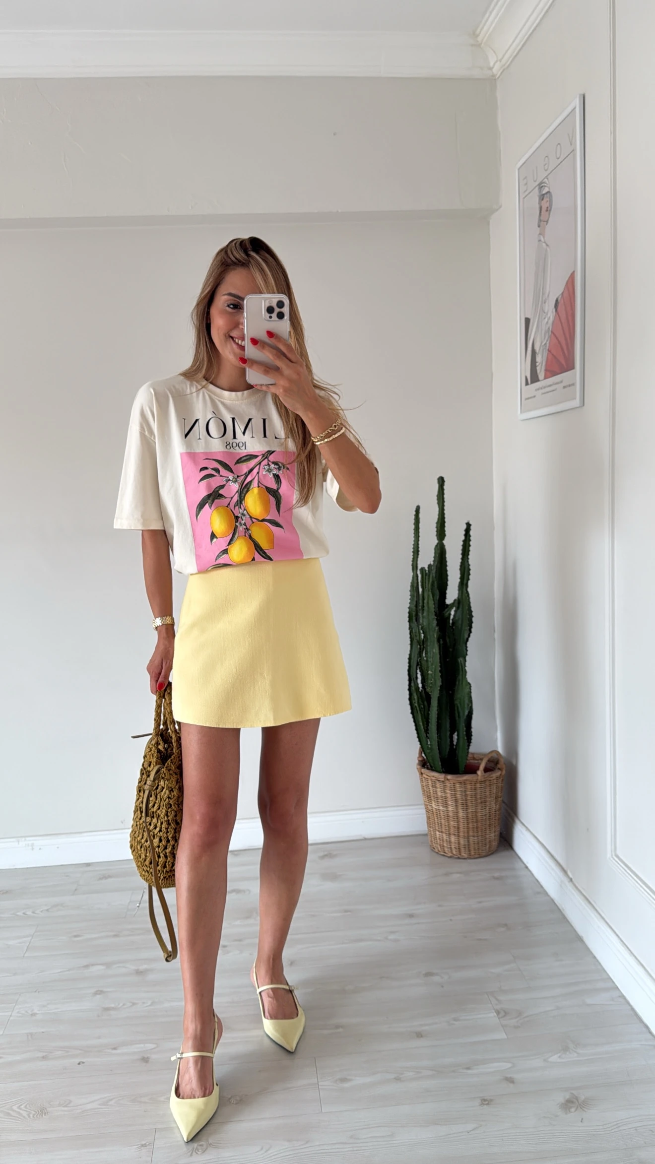 Keten Şort Etek Sarı