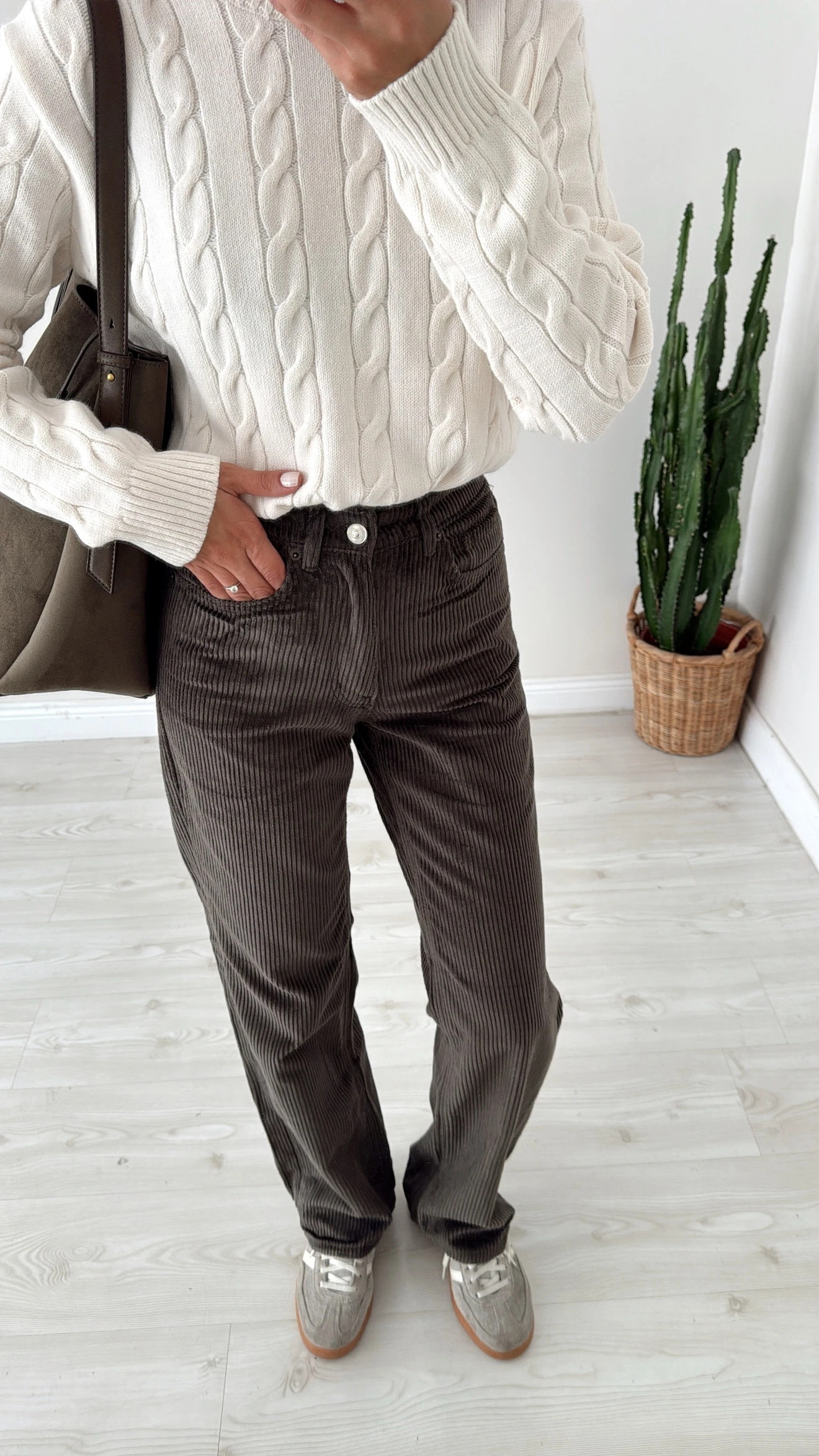 Kadife Straight Pantolon Koyu Haki