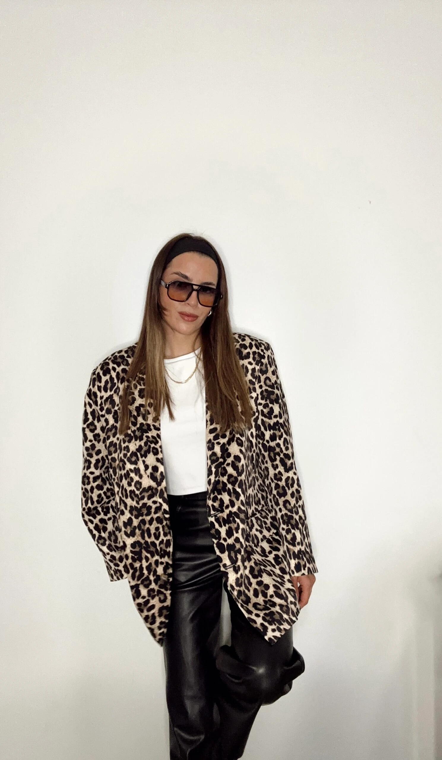 Oversıze Leopar Blazer Ceket