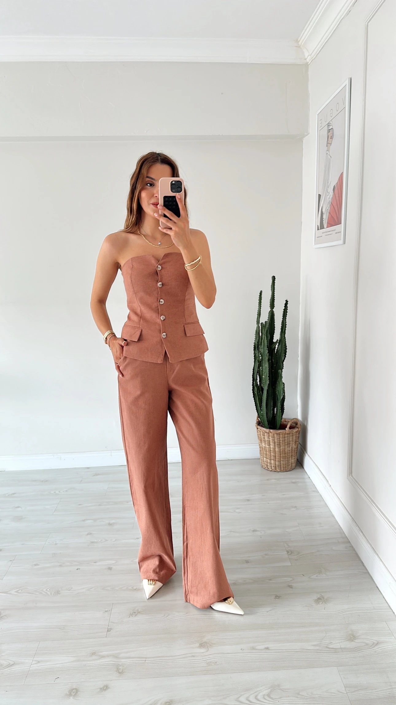 Keten Straplez Bluzlu Takım