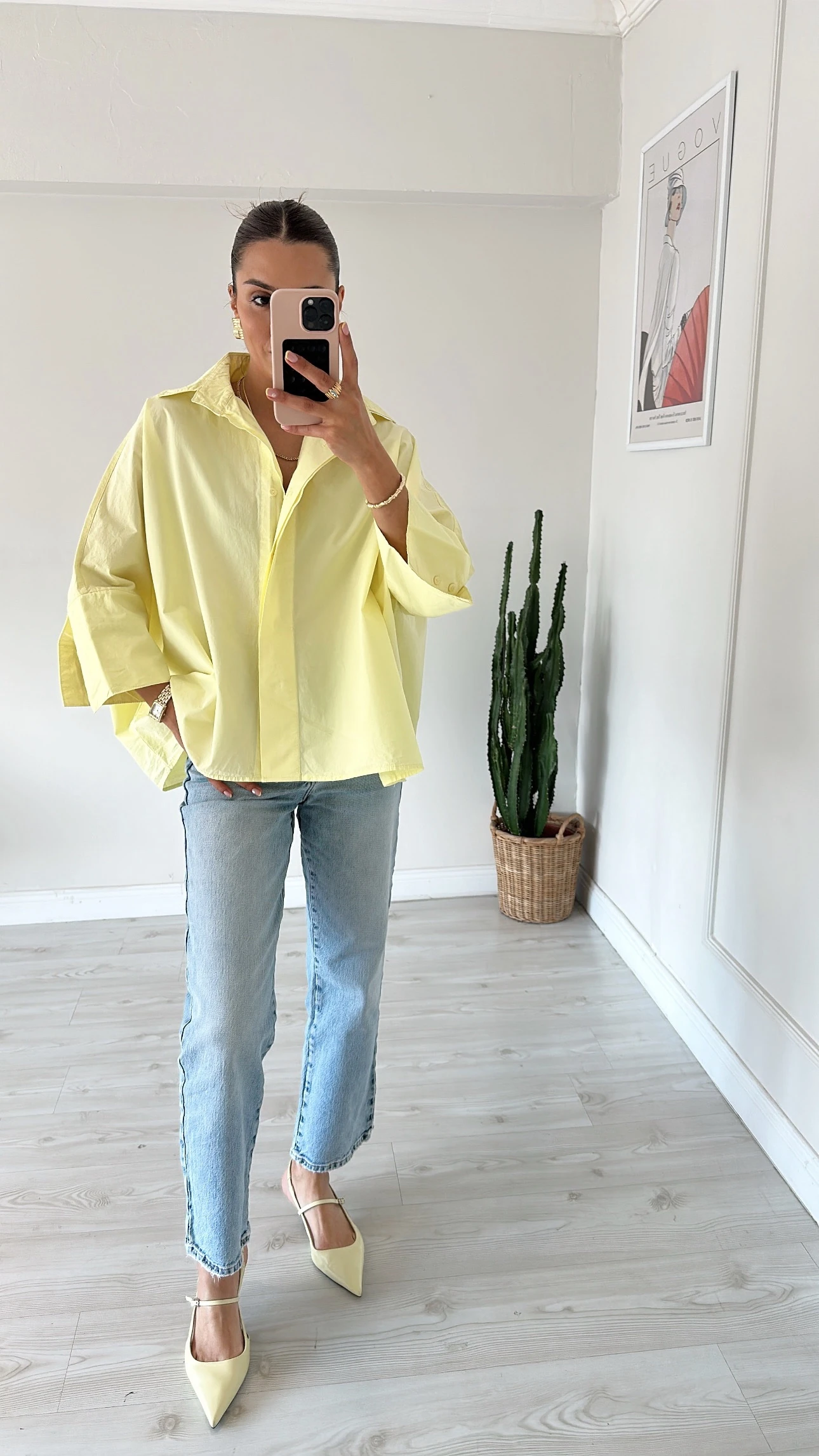 Oversıze Kalın Manşet Gömlek Sarı