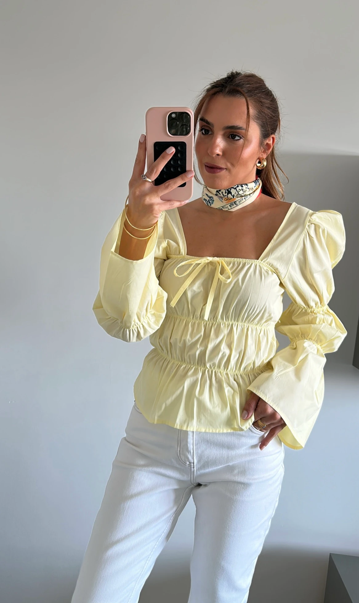 Büzgülü Bluz Soft Sarı