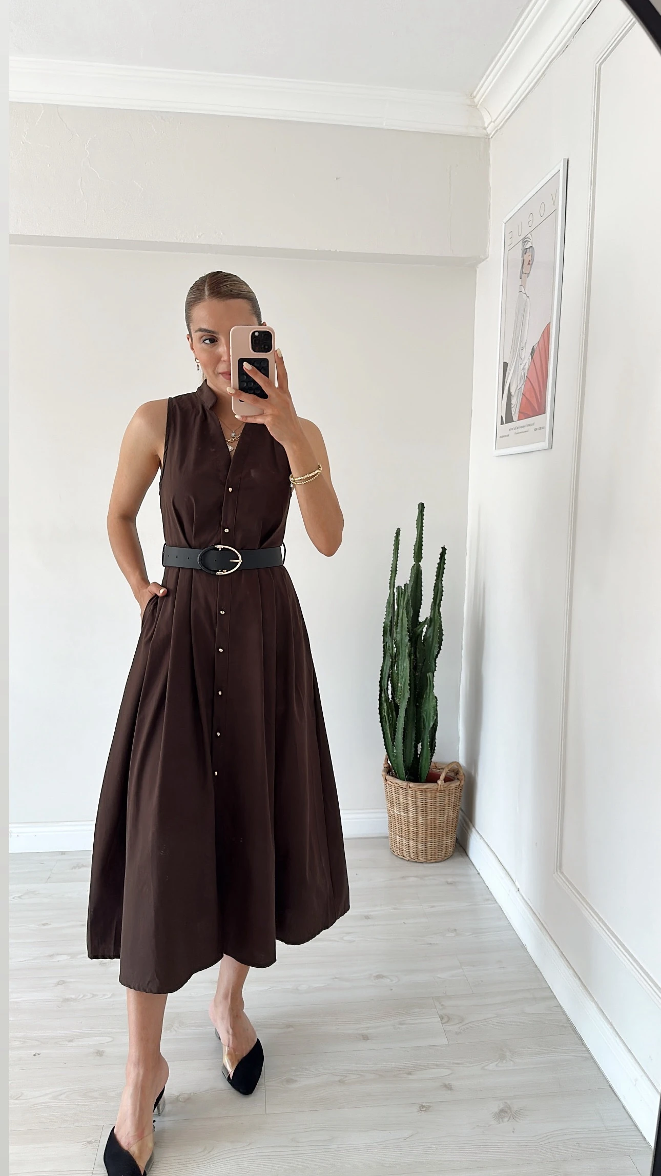 Kolsuz Gömlek Elbise Acı Kahve