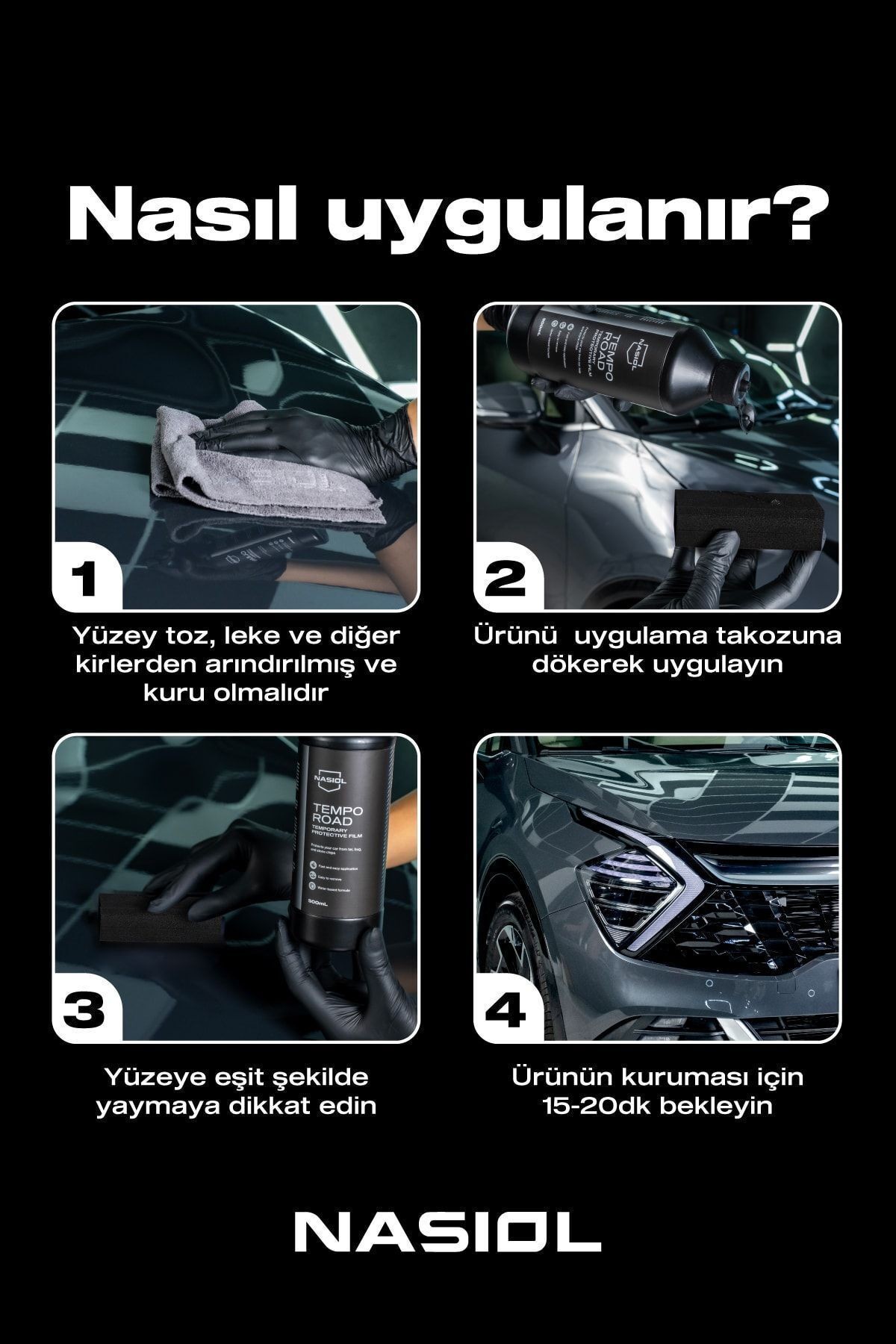 Nasiol Temporoad Geçici Araç Yüzeyi Koruyucu Sıvı Film-Geçici Boya Koruma-500ml-Leke,Böcek Koruyucu
