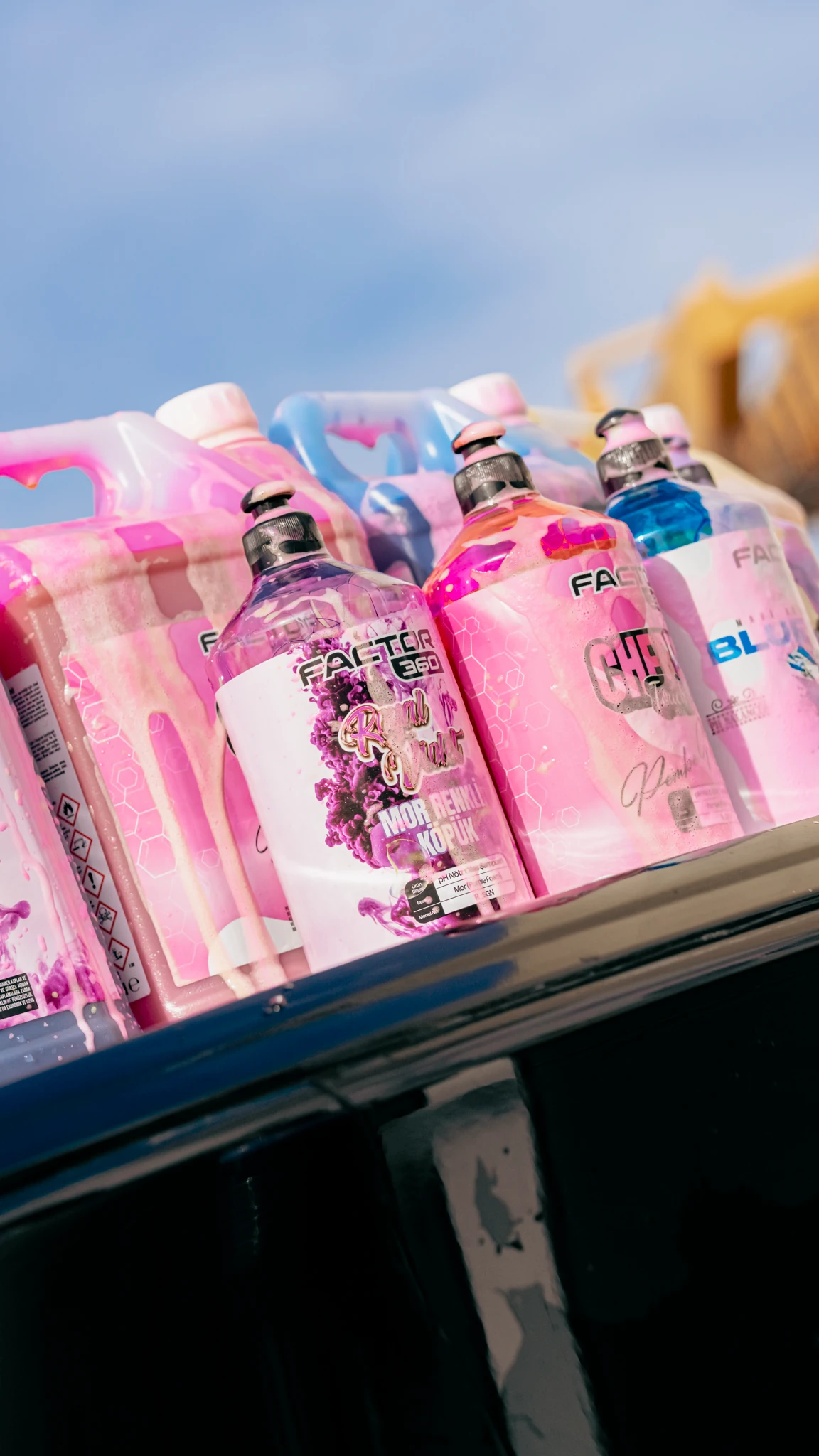 Pembe Mor Sarı Mavi Renkli Oto Araç Araba Yıkama Köpüğü Yüksek Basınçlı Yıkama Pompası Set Rengini Kendin Seç Seçenekli