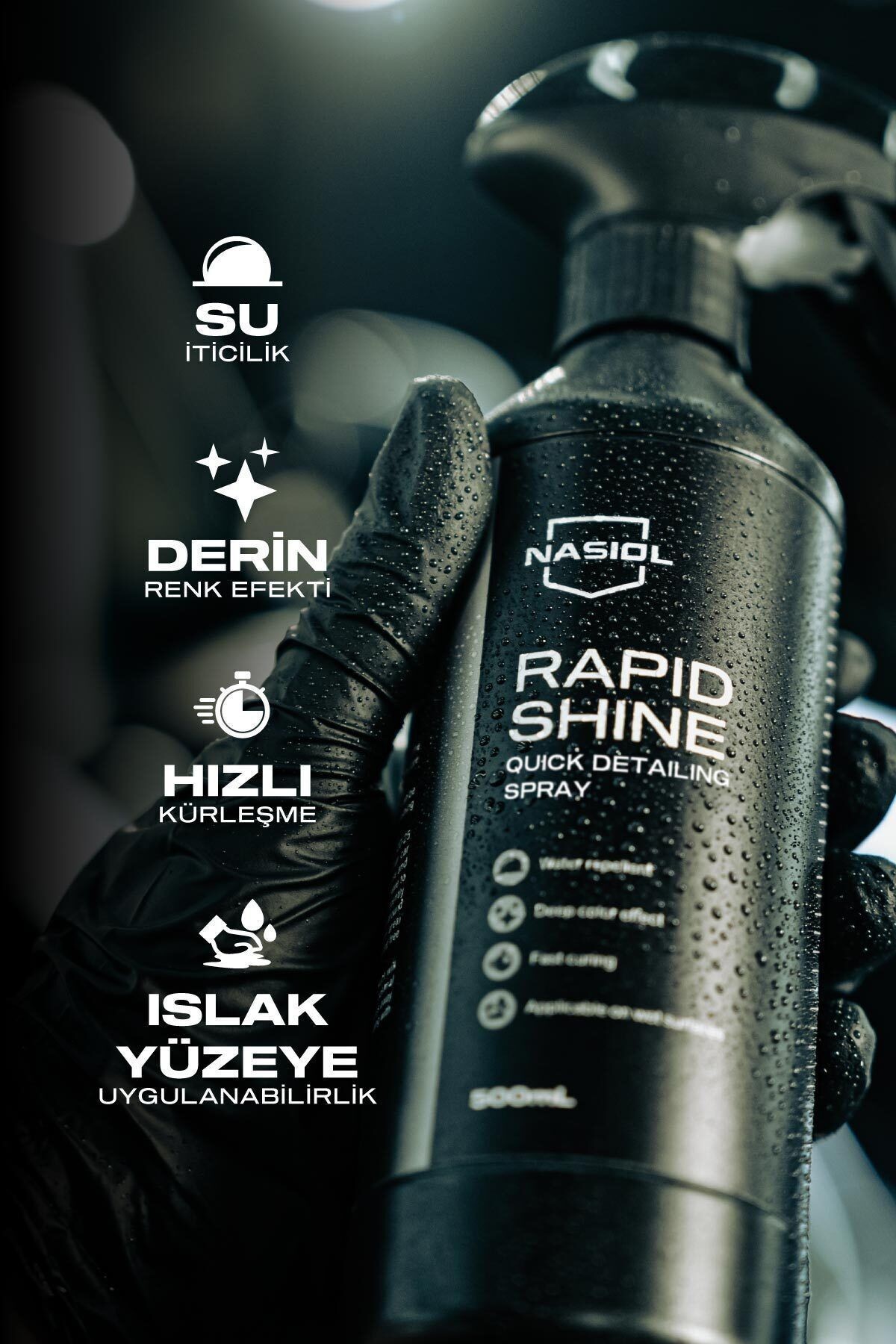 Nasiol Rapidshine Araç Nano Detay Spreyi-Derin Renk Efekti-Showroom Parlaklığı-6 Ay Dayanım-500ml