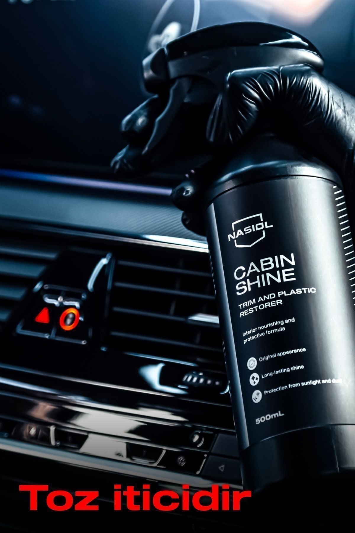 Nasiol Cabinshine Trim ve Plastik Korucuyu/Yenileyici-500ml-Plastik Yüzey,Torpido Parlatıcı Bakımı