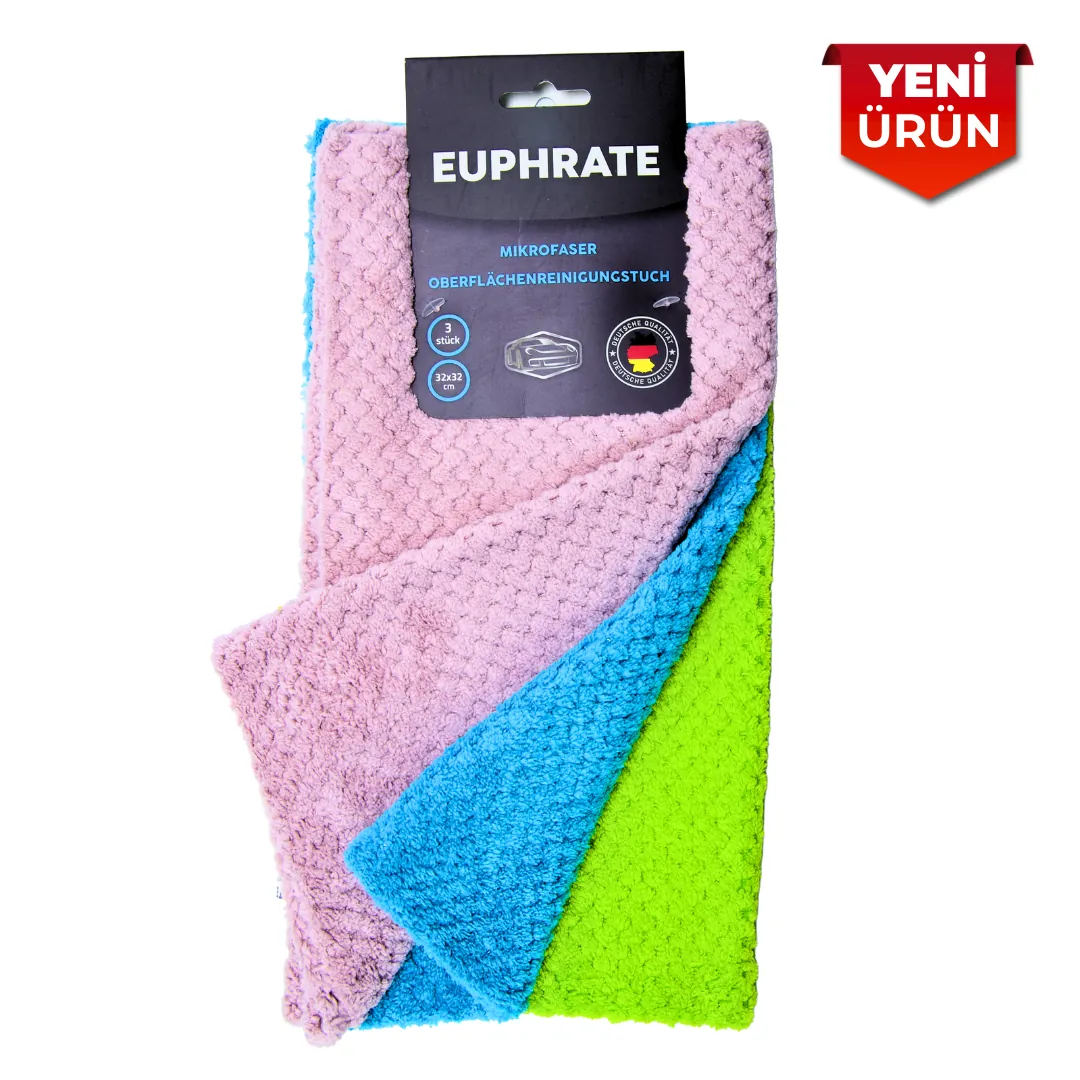 Euphrate Kfz Müge Mikrofiber Oto Temizlik Bezi 3'lü Set 32x32