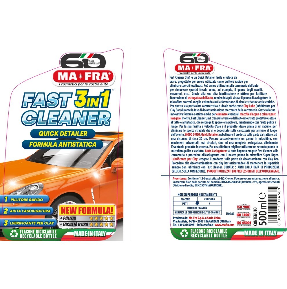 MAFRA Fast Cleaner 3 in 1 Oto Yüzey Temizleyici 500 ML