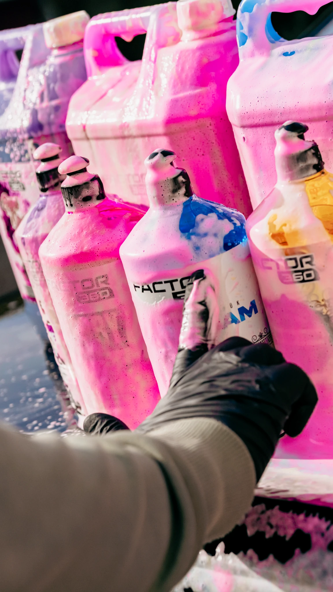 Pembe Mor Sarı Mavi Renkli Oto Araç Araba Yıkama Köpüğü Yüksek Basınçlı Yıkama Pompası Set Rengini Kendin Seç Seçenekli