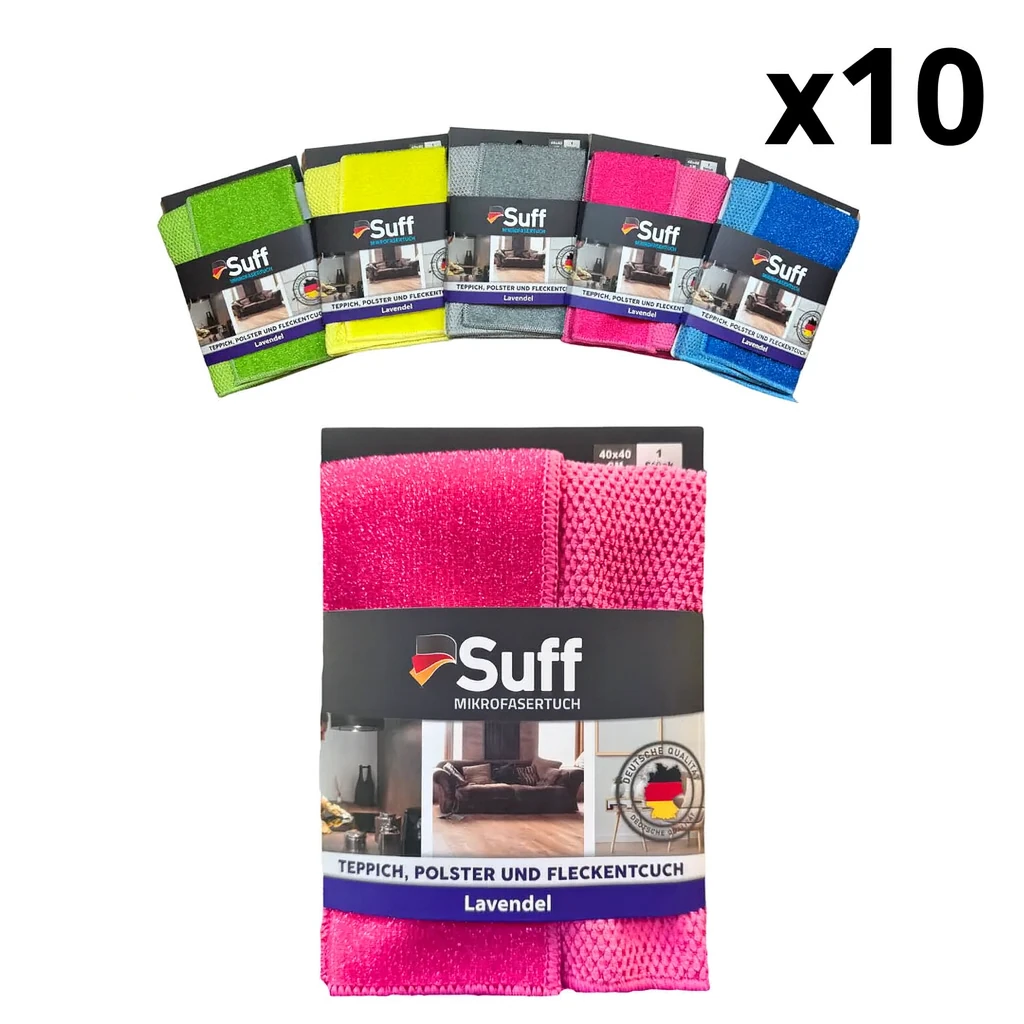 Suff Lavendel Halı, Koltuk ve Döşeme Taban Bezi – 40x40 cm Mikrofiber Temizlik Bezi 10'lu Set