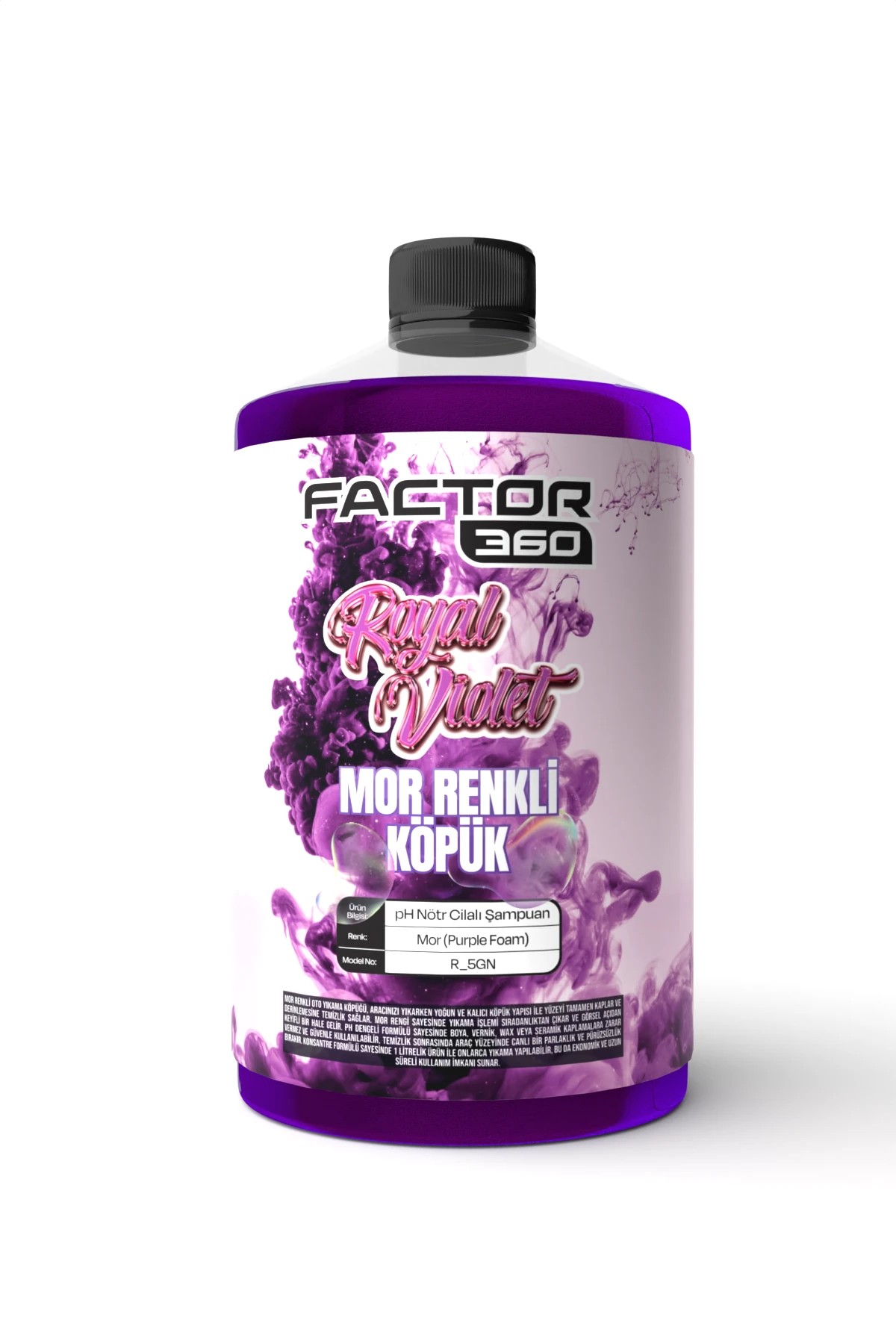 Factor360 Royal Violet Mor Renkli Oto Yıkama Köpüğü Oto Şampuan 1 L