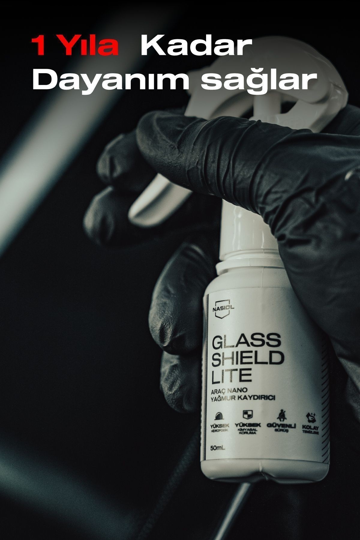 Glasshield Lite Nano Yağmur Kaydırıcı-Cam Yüzey Seramik Kaplama Spreyi-1 Yıl Dayanım-50ml