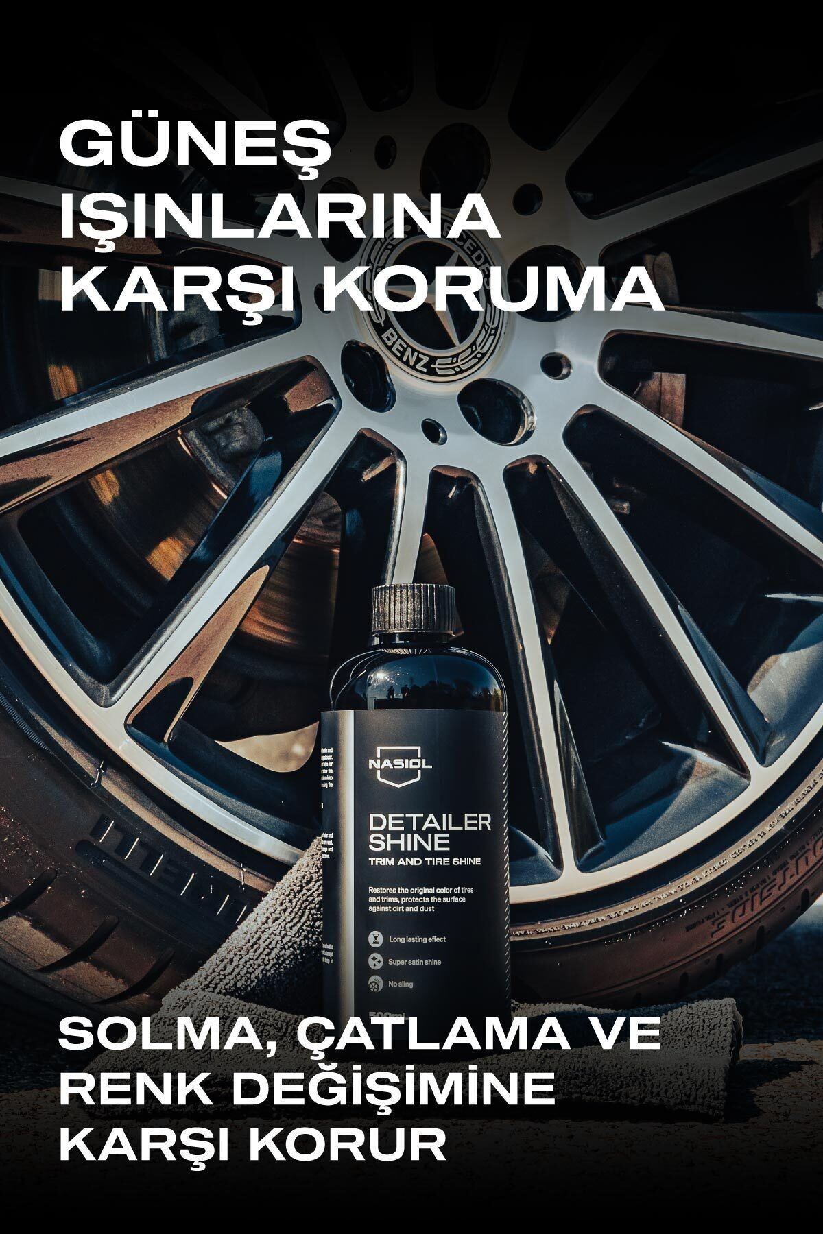 Nasiol Detailershine Trim Ve Lastik Parlatıcı/yenileyici Jel Ve Sünger-500ml-ultra Parlak Ve Islak Görünüm