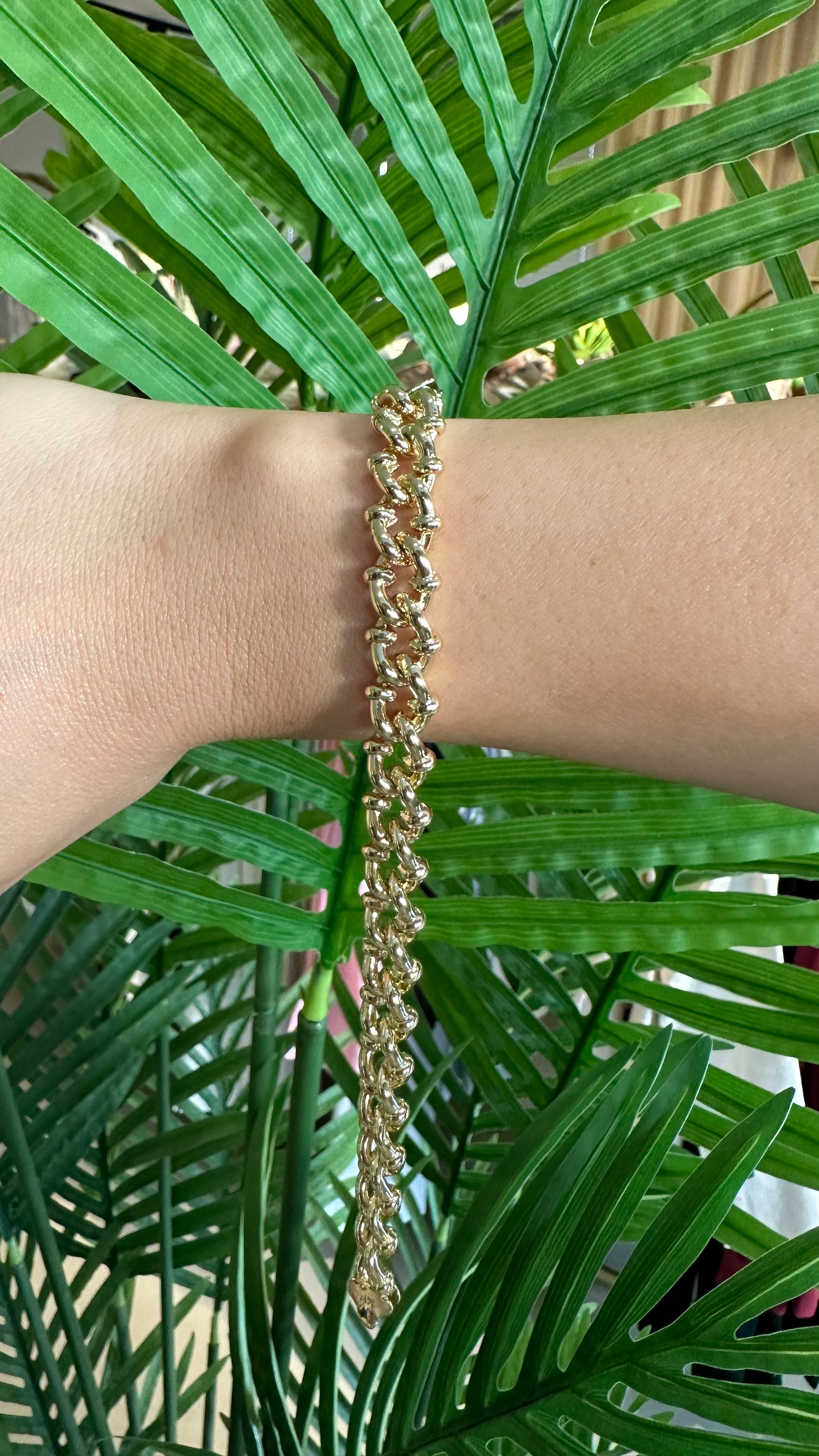 Xupıng Örgü Zincir Bileklik-Gold