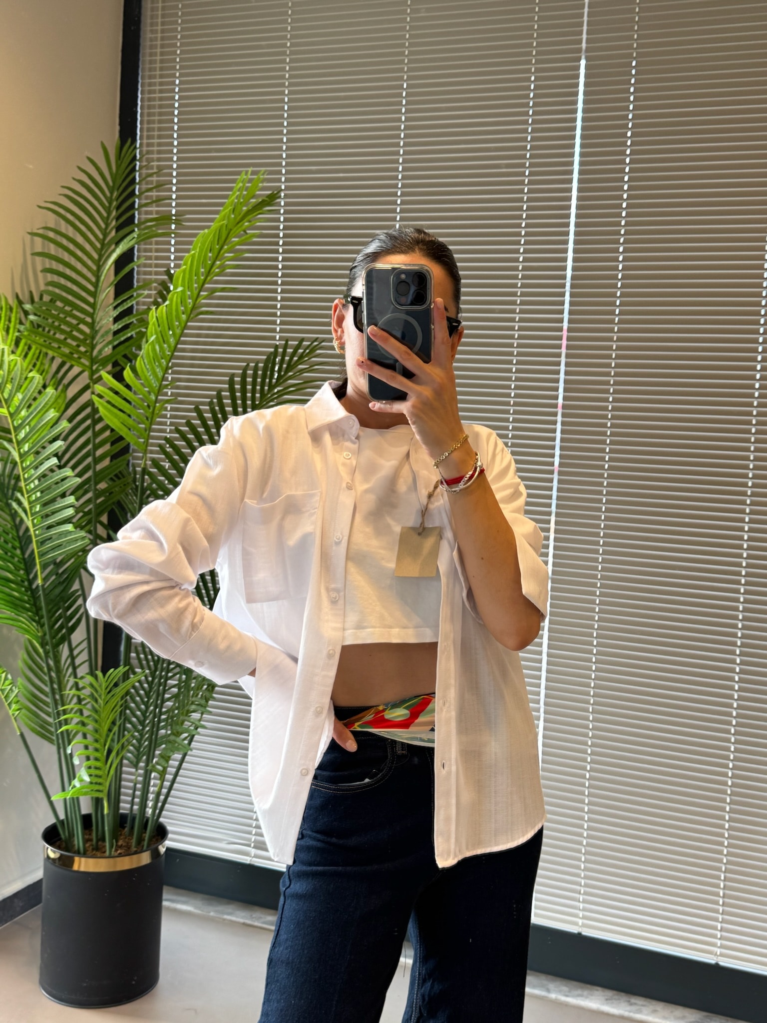 Orijinal Marka Keten Gömlek - Beyaz