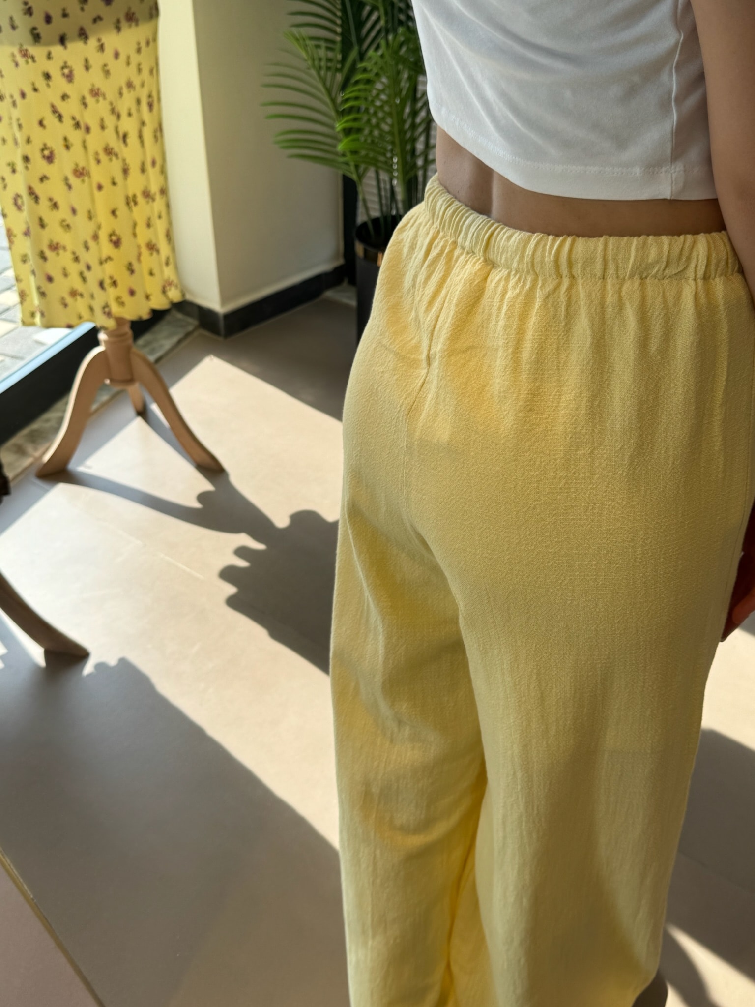 Keten Pantolon-Butter Yellow