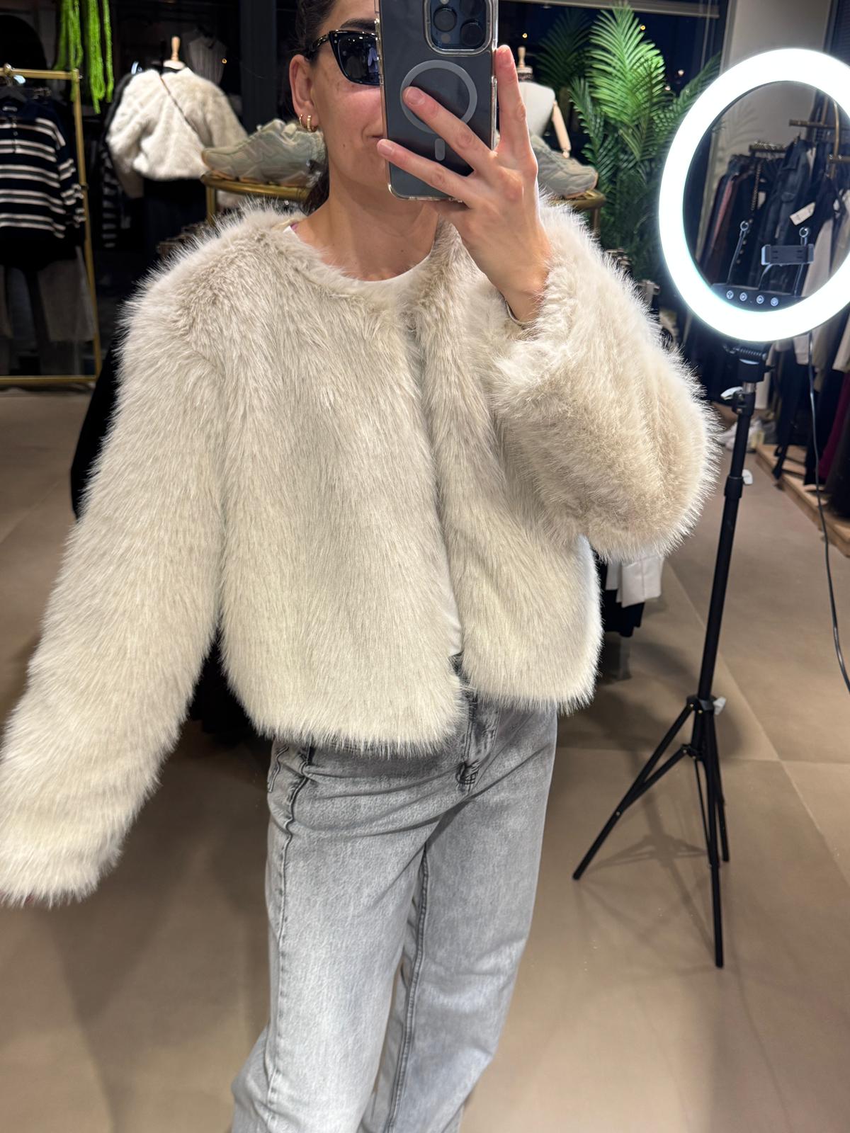 Peluş Kürk Ceket-Taş