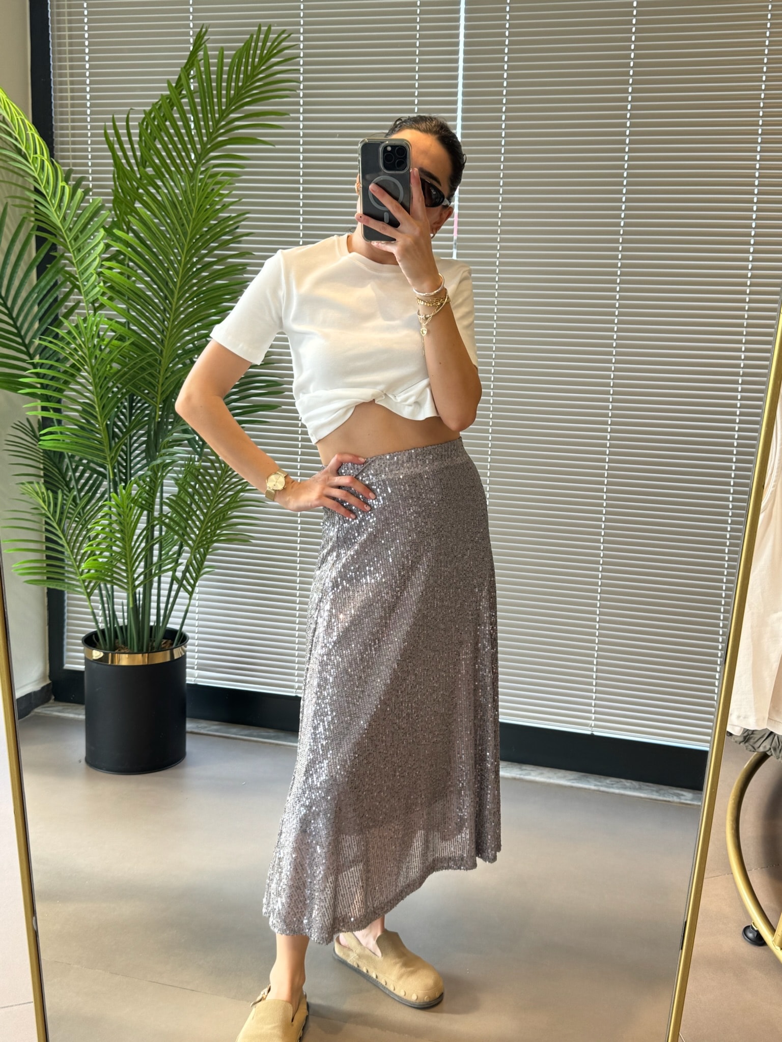 Kloş Payet Etek Midi