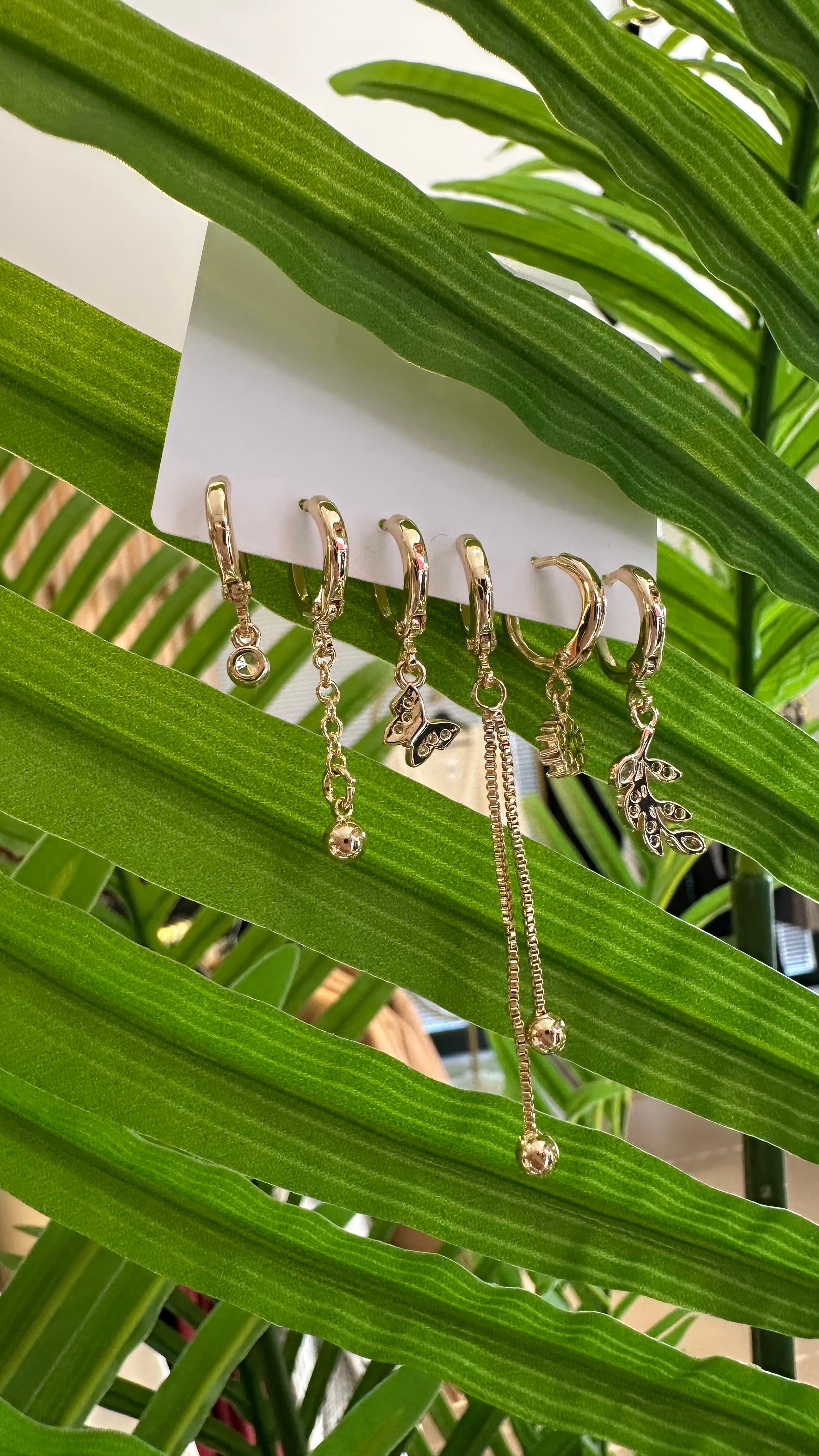 Ysx 6'lı Küpe Seti-Gold