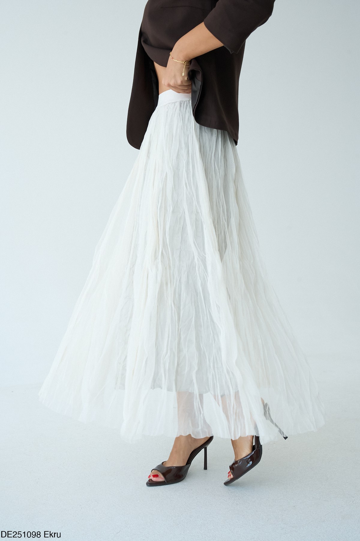 Lastik Bel Tül Etek-Ekru