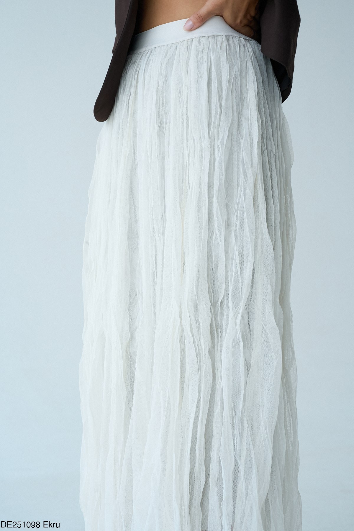 Lastik Bel Tül Etek-Ekru