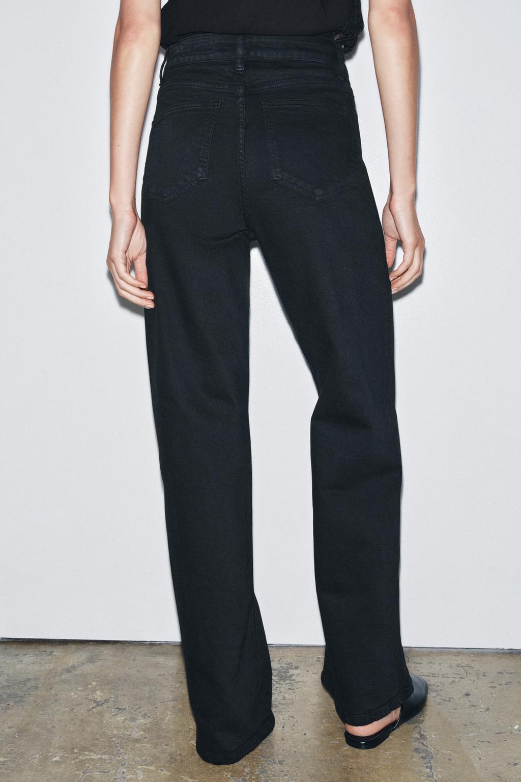 High Waıst Wıde Leg Jean-Siyah