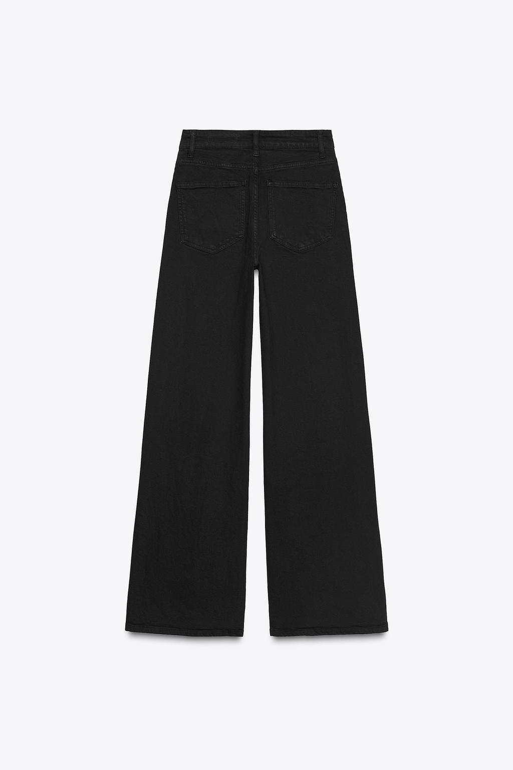 High Waıst Wıde Leg Jean-Siyah