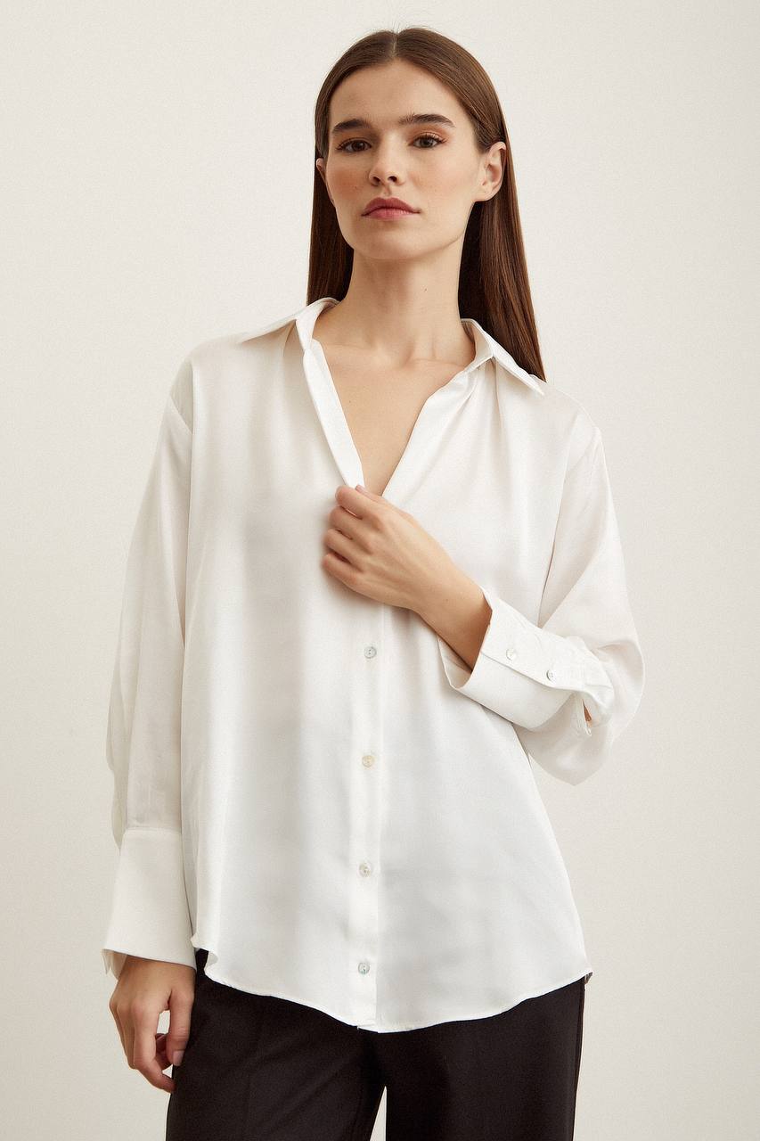 Basıc Saten Gömlek-Ekru | Premıum Collectıon