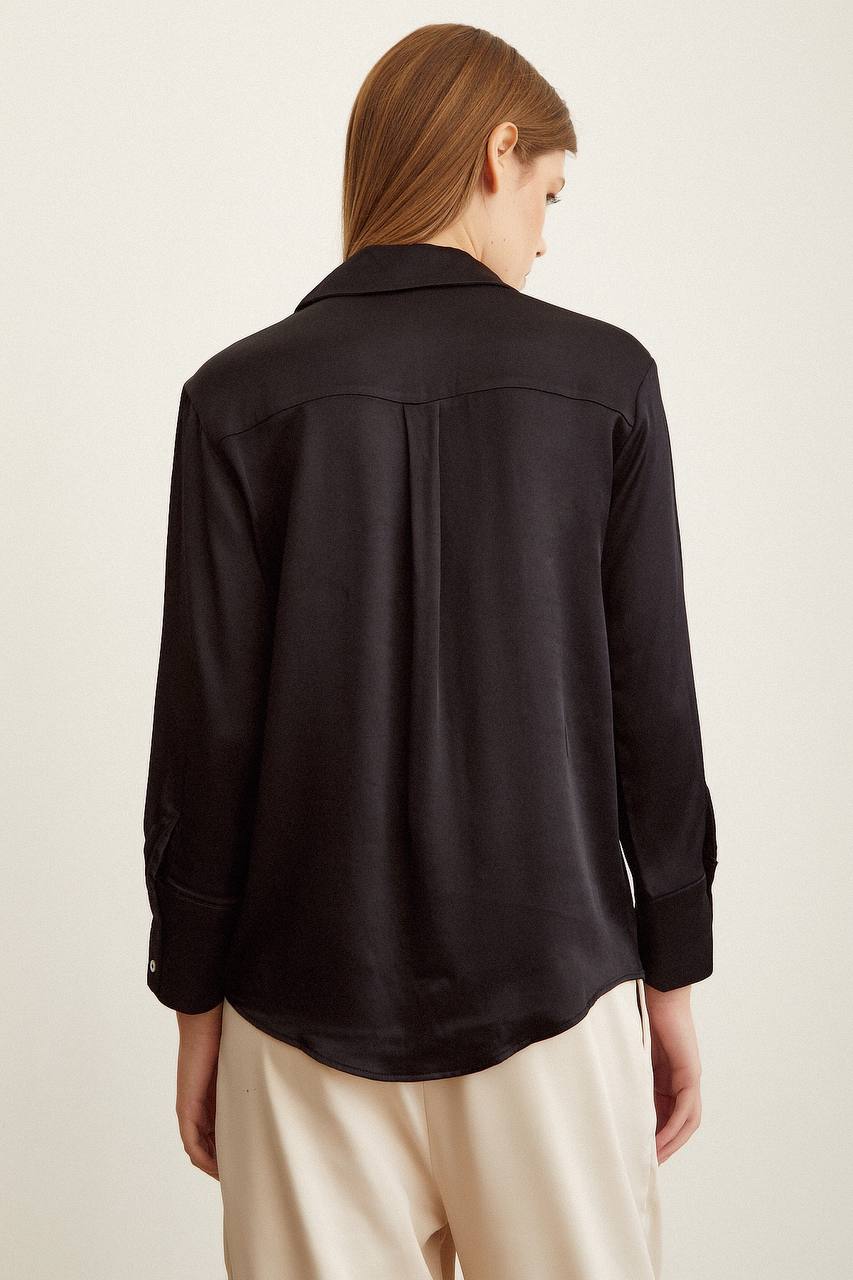 Basıc Saten Gömlek-Siyah |Premıum Collectıon